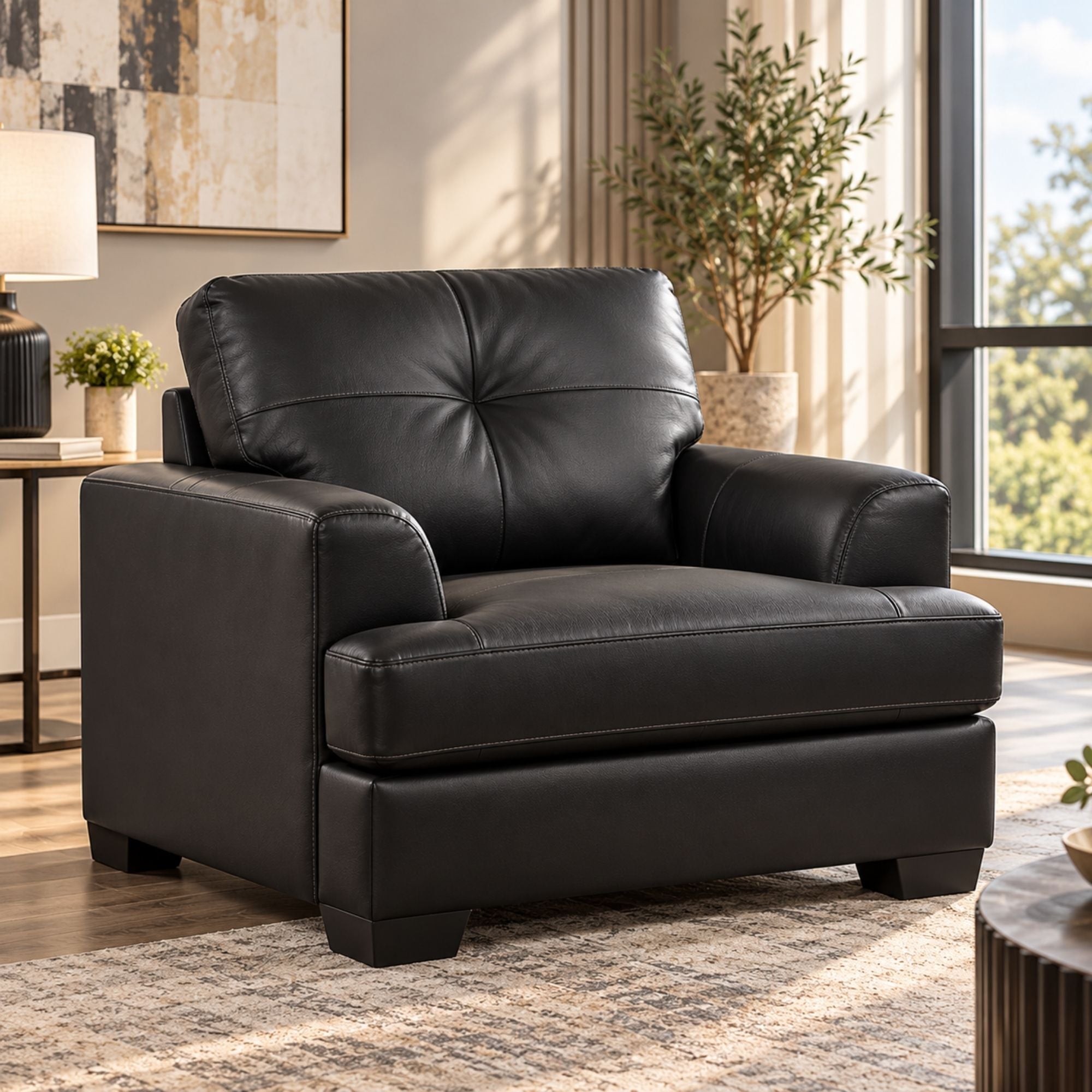 Canadian-made Wilson Leather Sofa Chair in Black