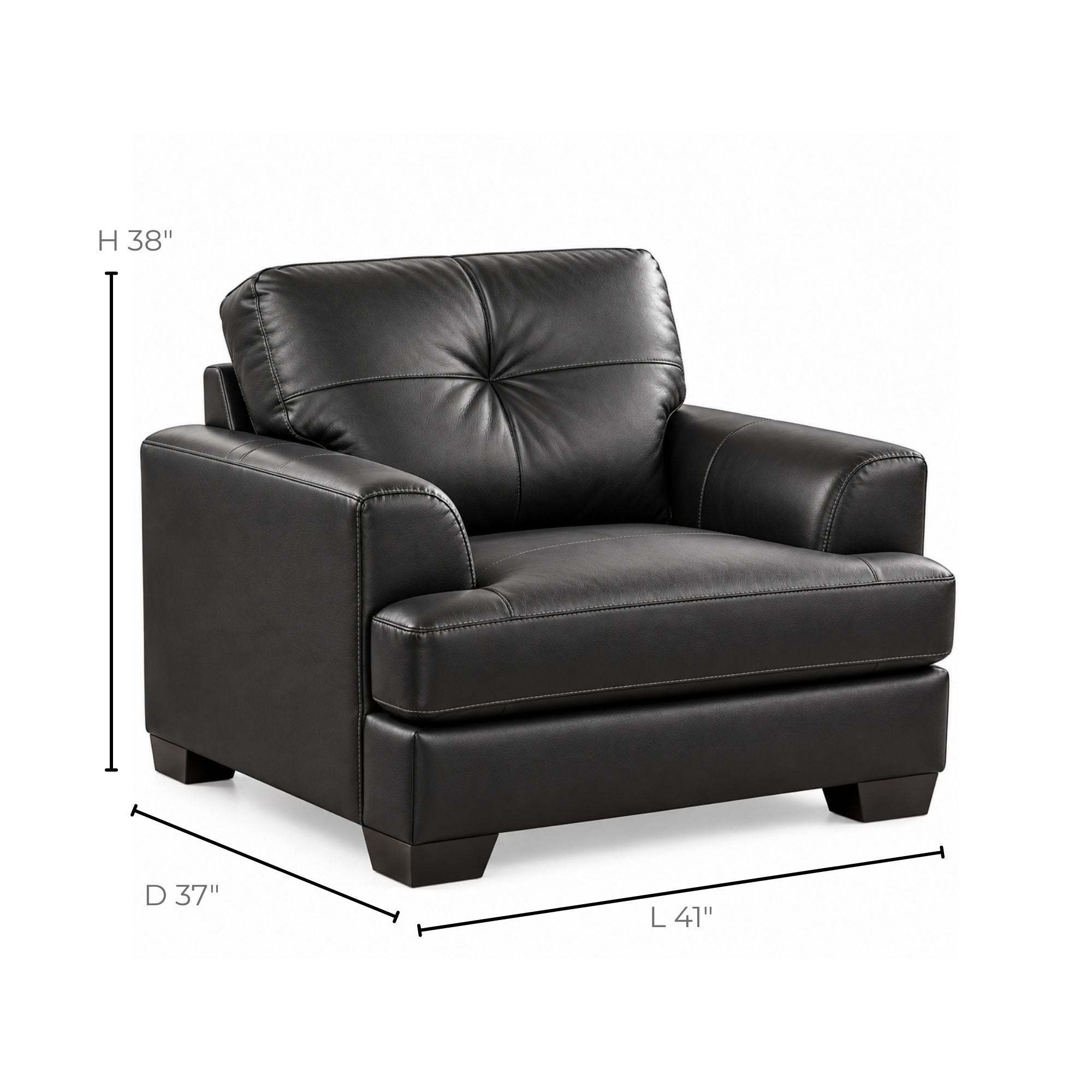 Canadian-made Wilson Leather Sofa Set in Black