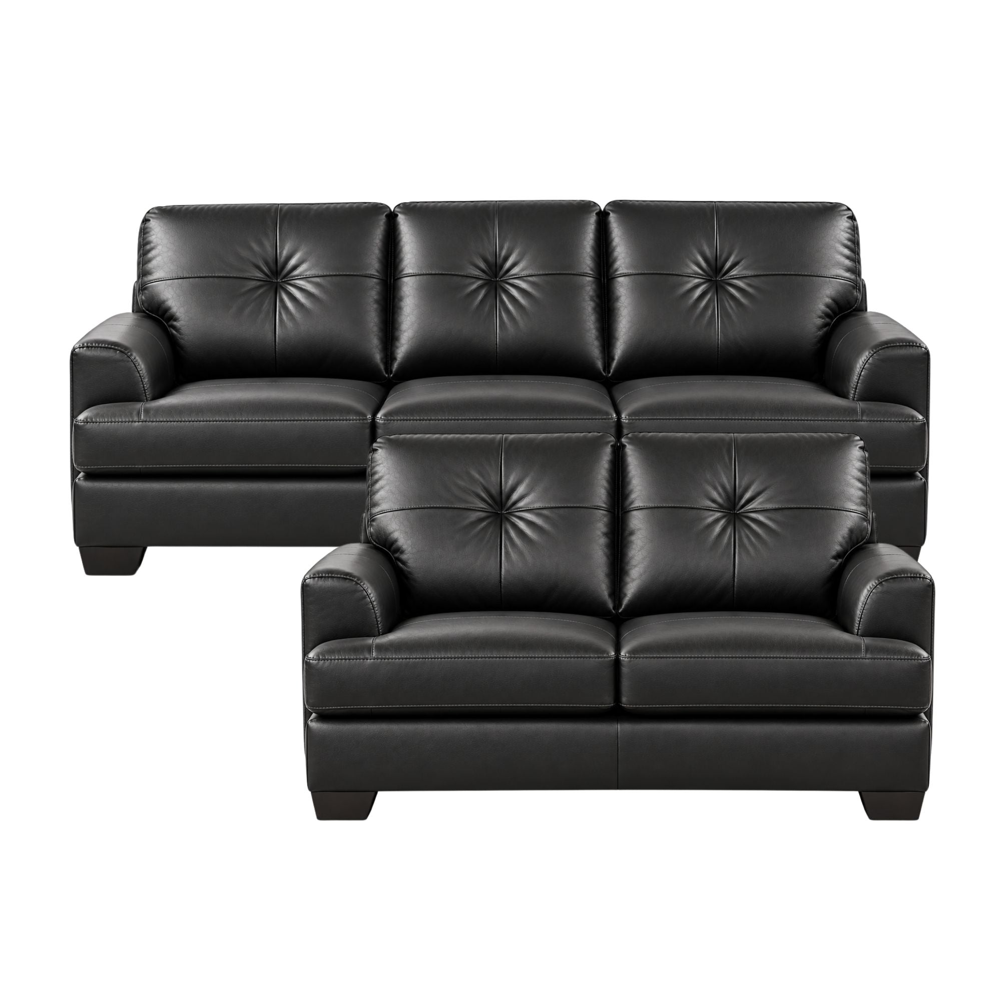 Canadian-made Wilson Leather Sofa Set in Black