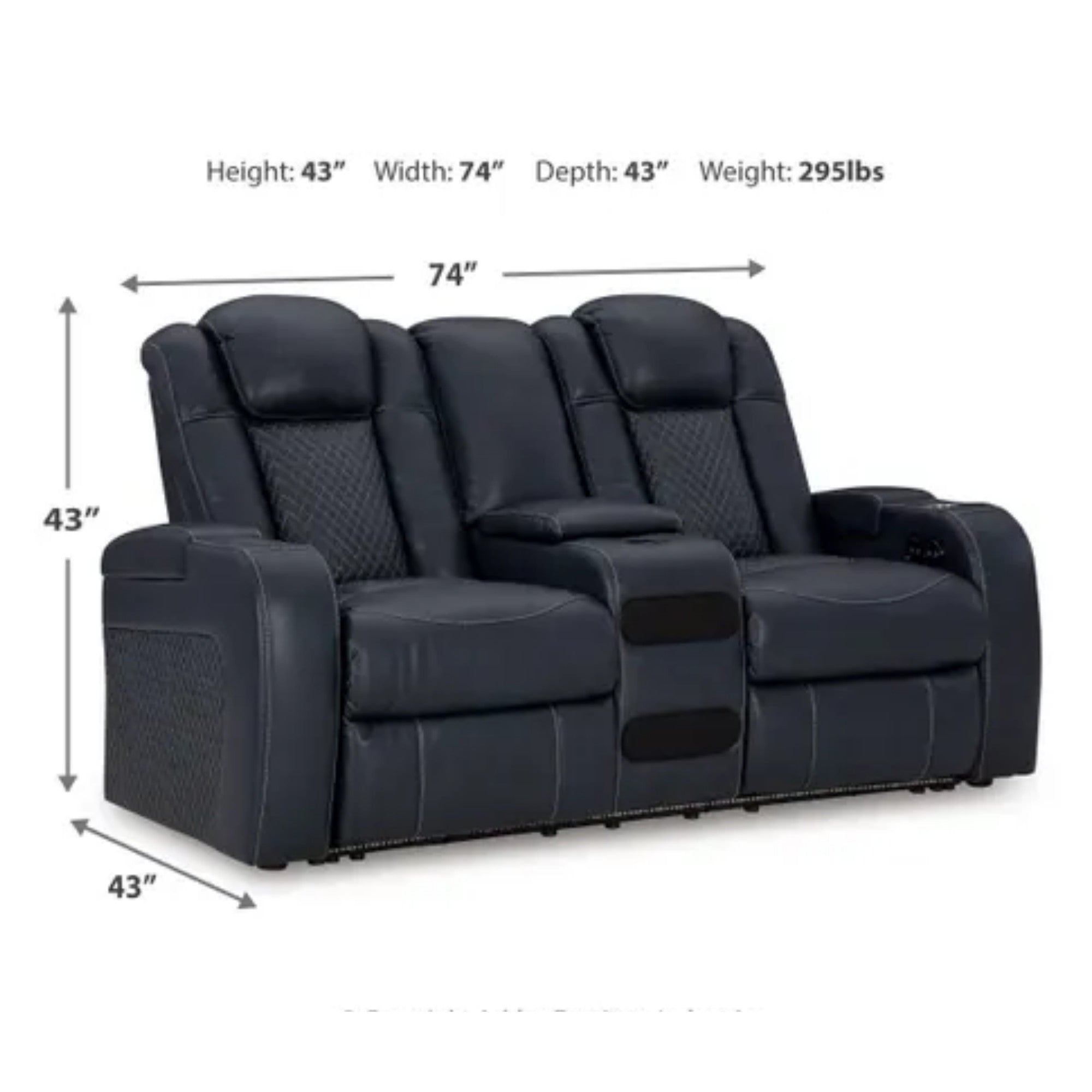 Fyne-Dyme Power Reclining Loveseat with Adjustable Headrest Sapphire