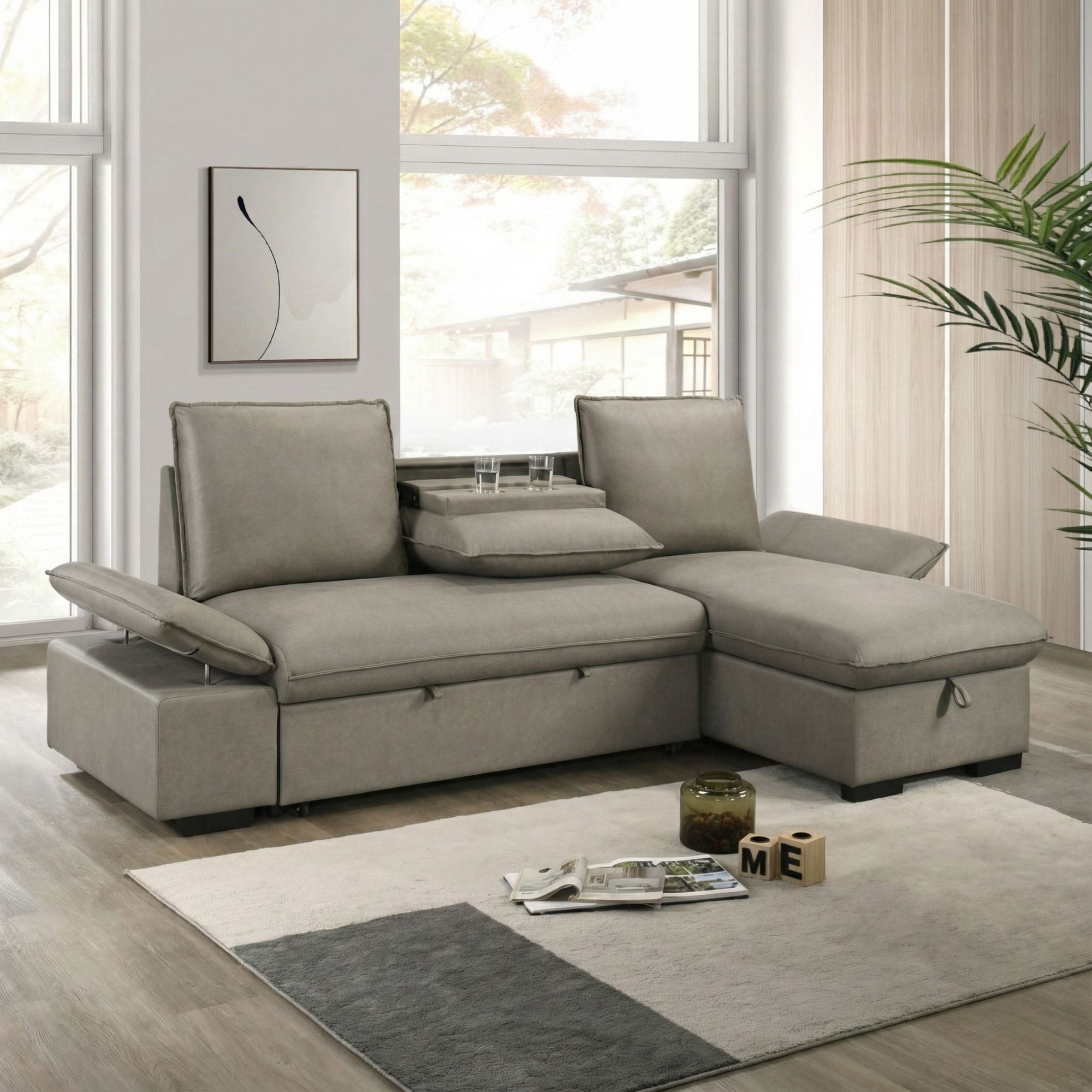 Lester Reversible Sectional Sleeper in Grey | CastleUp Experience Centre Online Furniture