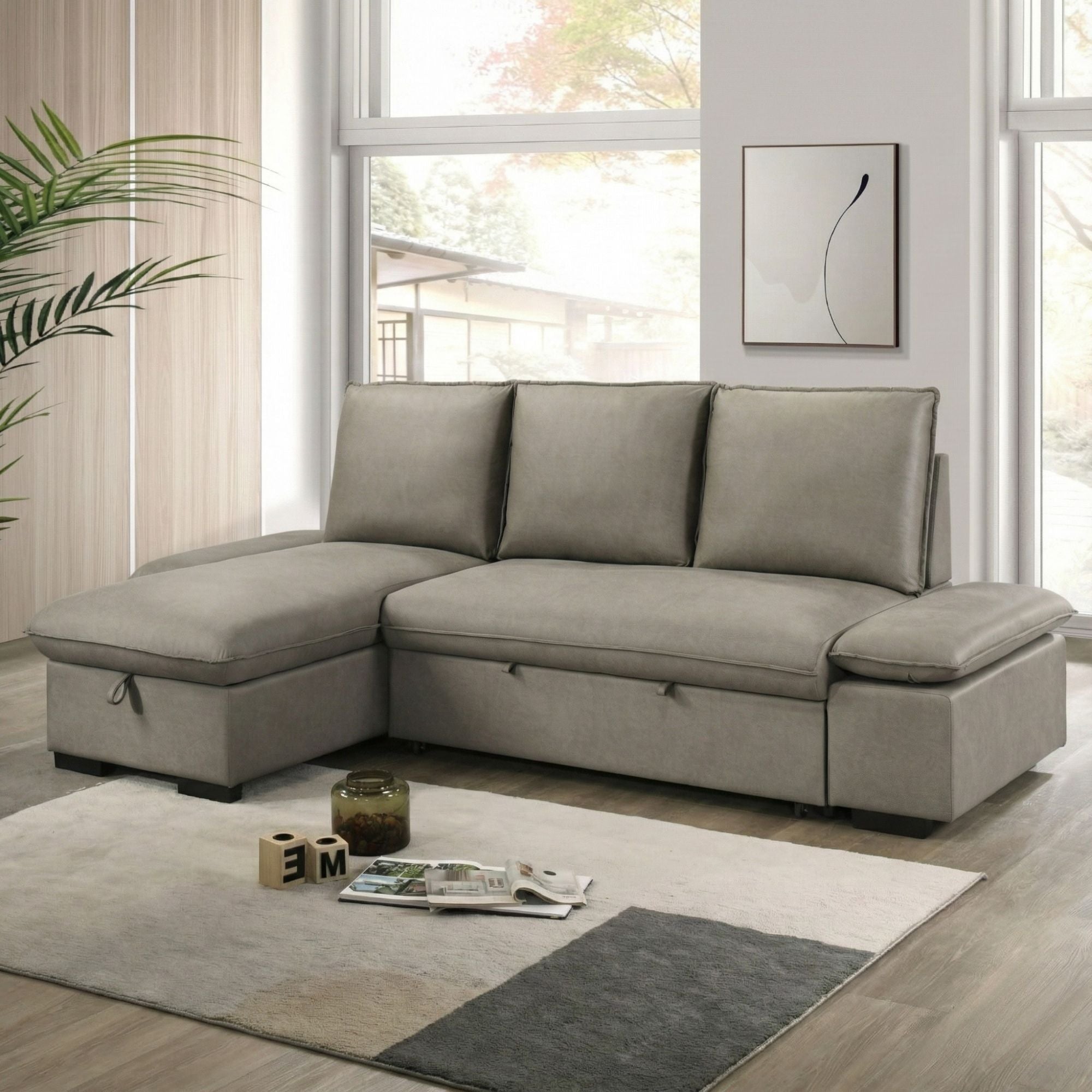Lester Reversible Sectional Sleeper in Grey | CastleUp Experience Centre Online Furniture