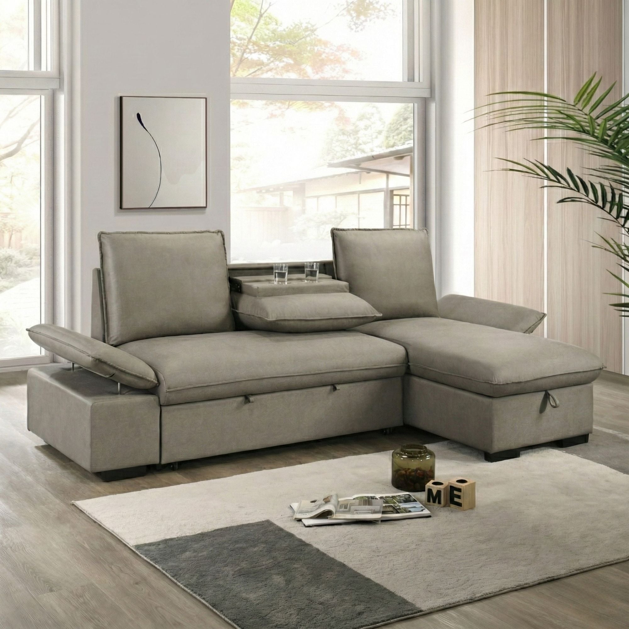 Lester Reversible Sectional Sleeper in Grey | CastleUp Experience Centre Online Furniture