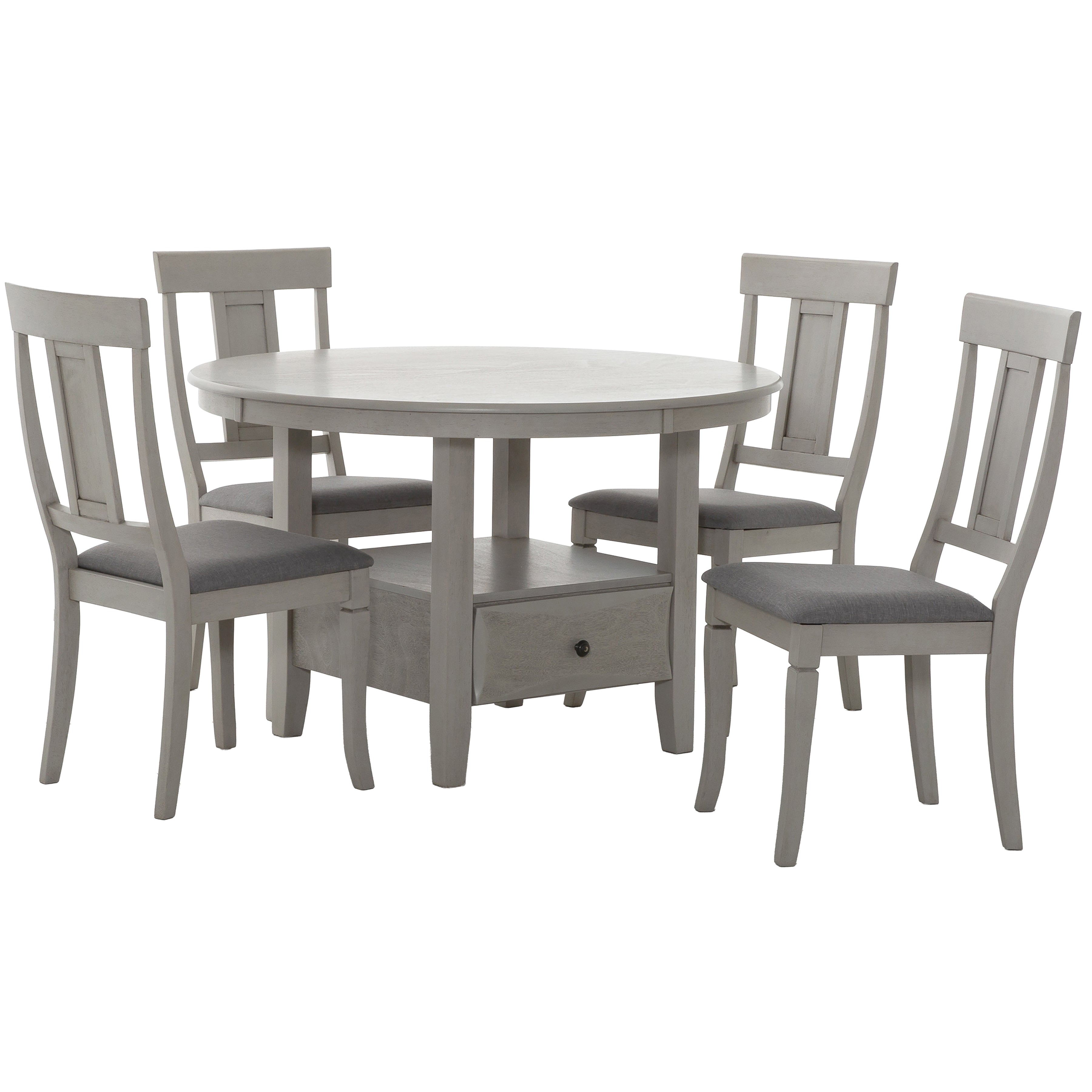 Vista 5-Piece Round Pedestal Dining Set in Grey