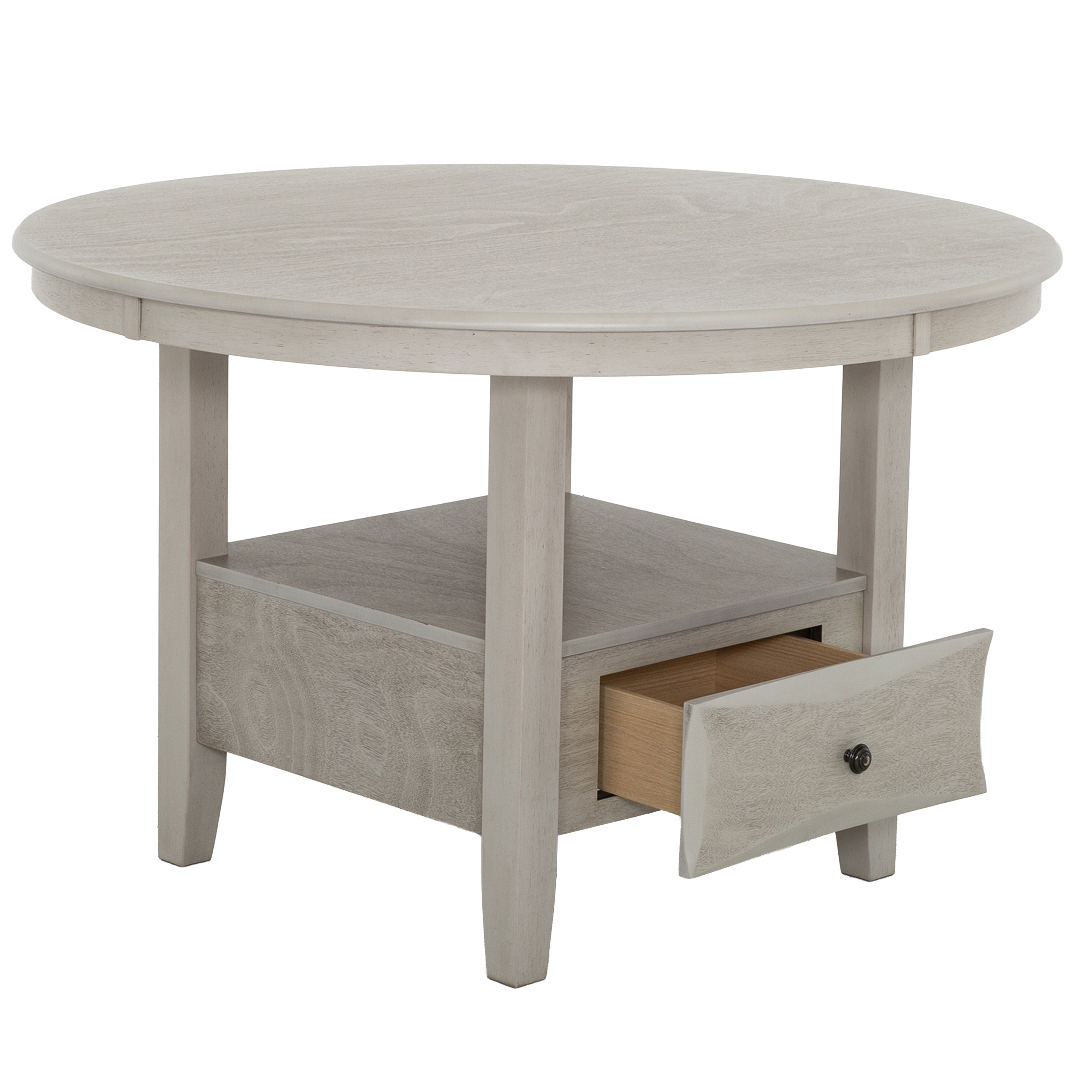 Vista 5-Piece Round Pedestal Dining Set in Grey