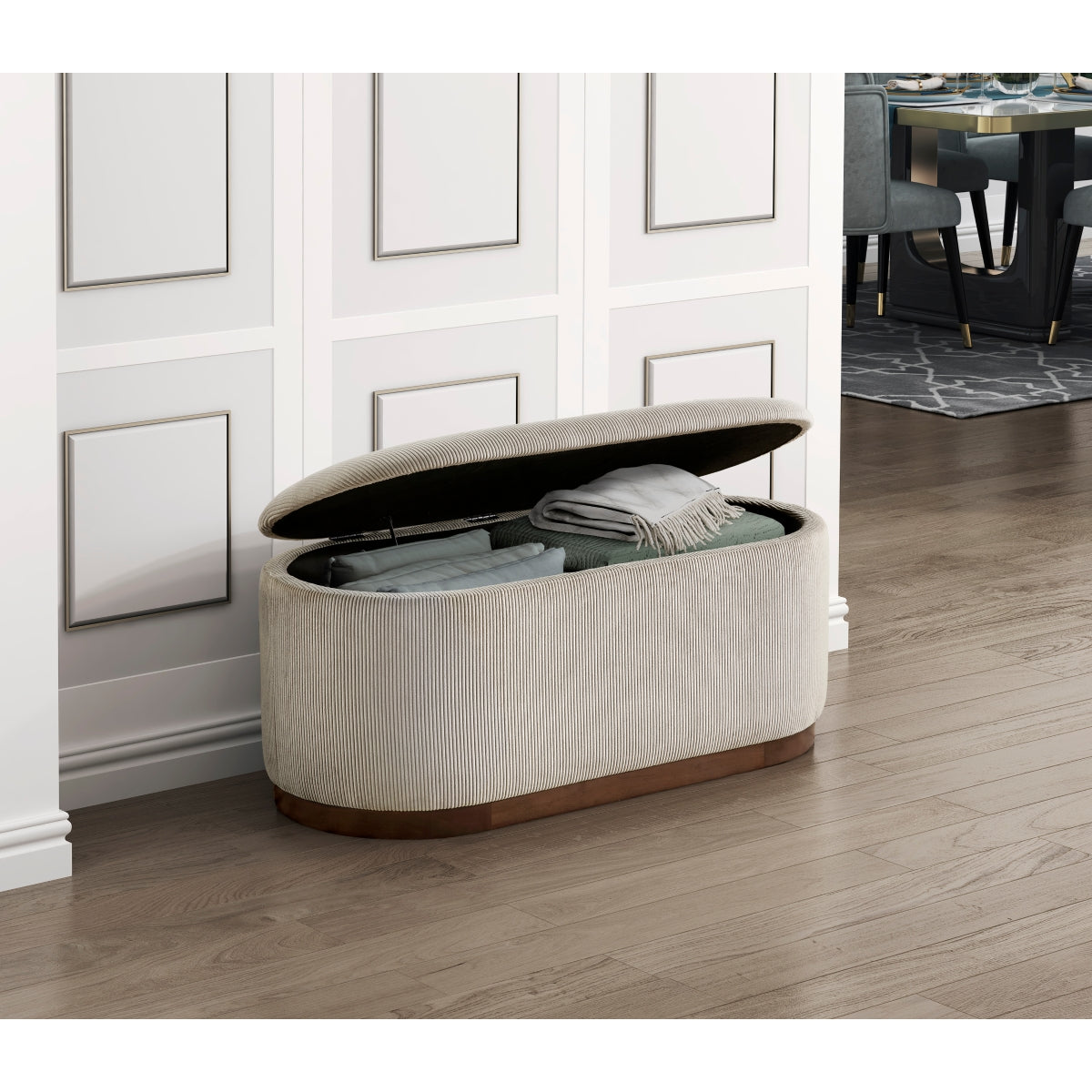 Nell Collection Lift Top Storage Bench in Taupe | CastleUp Experience Centre Online Furniture