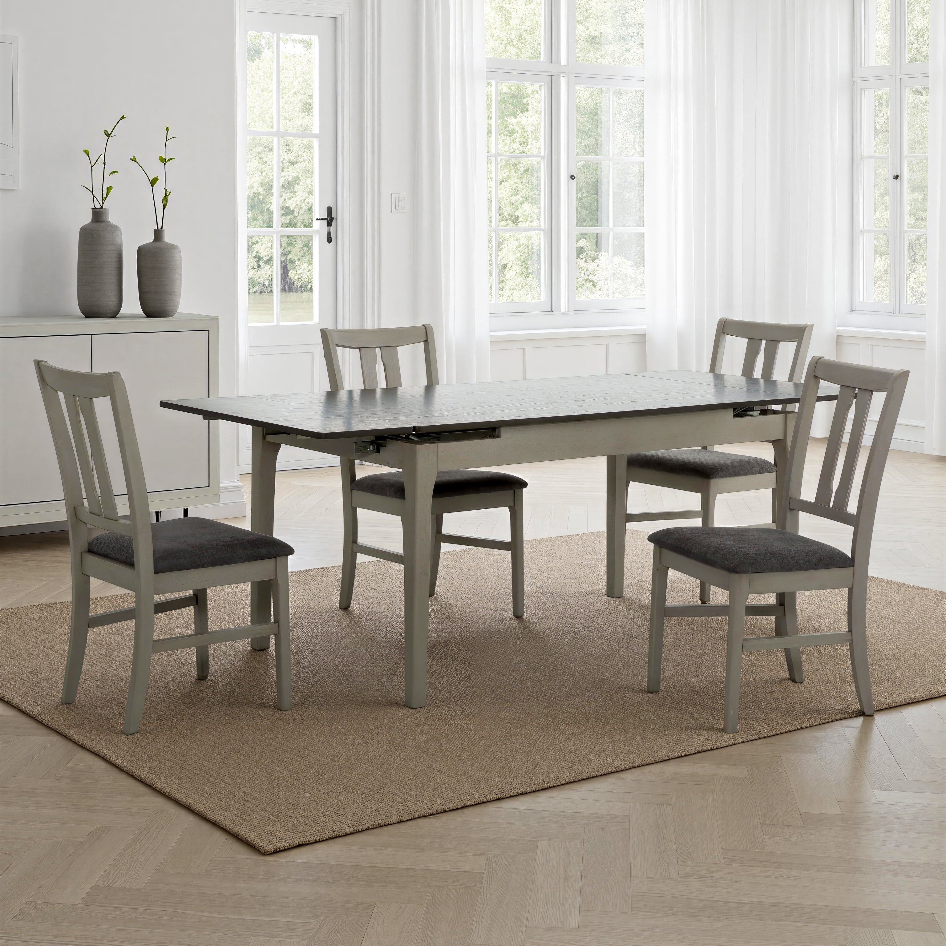 Ashford 5-Piece Extendable Dining Set in Two-Tone Grey