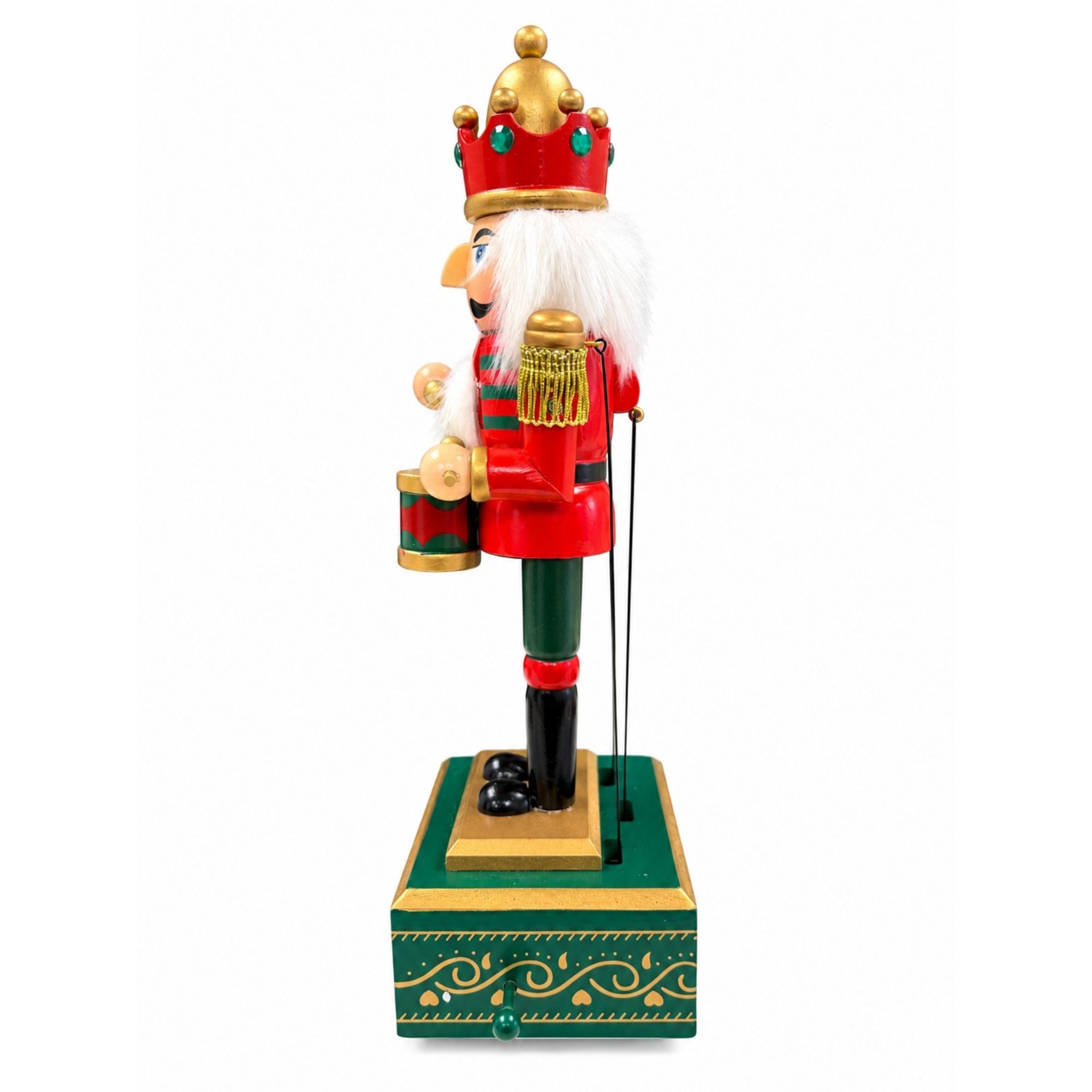 Christmas Drummer Nutcracker Music Box in Red