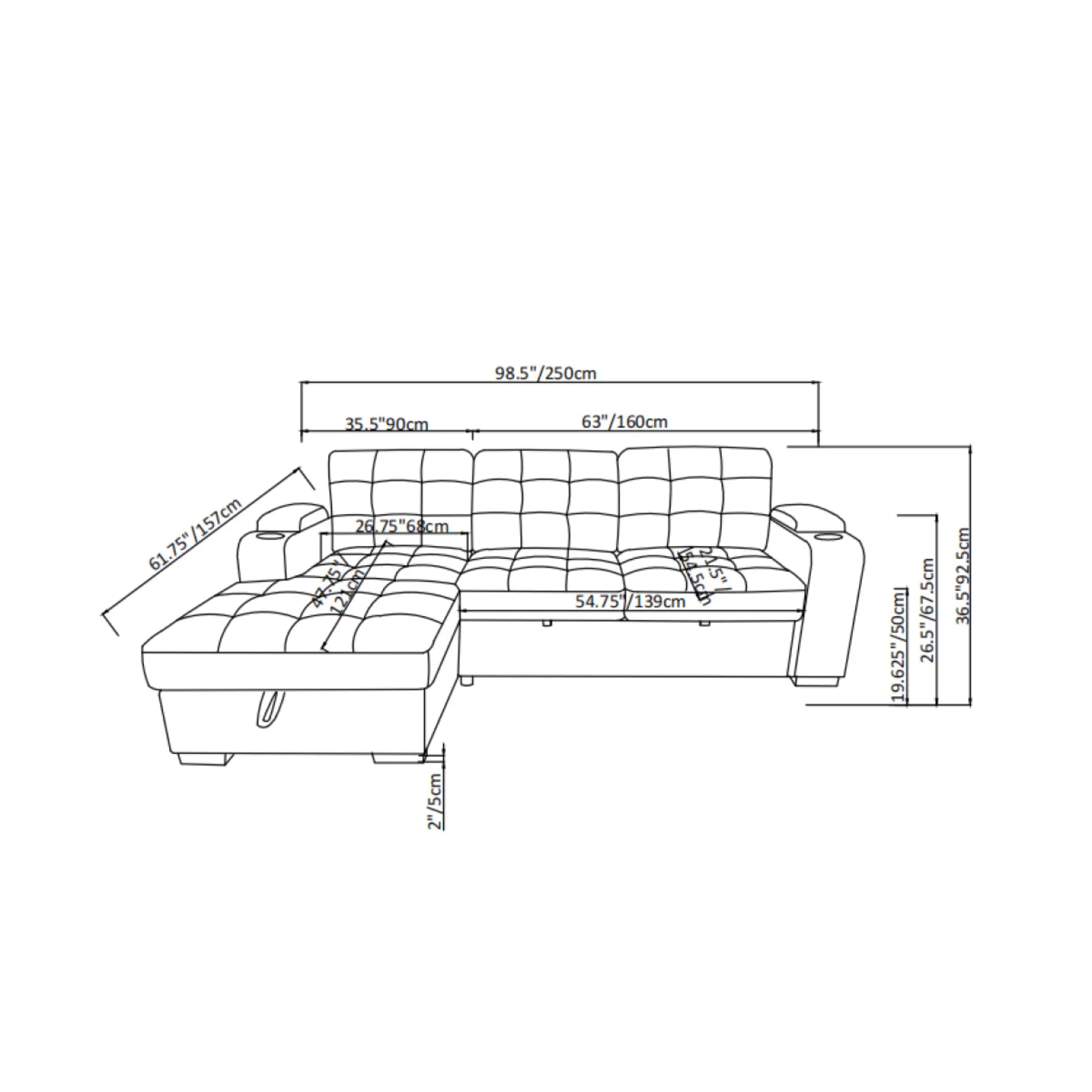 RHF Secional Sleeper in Beige 69622.