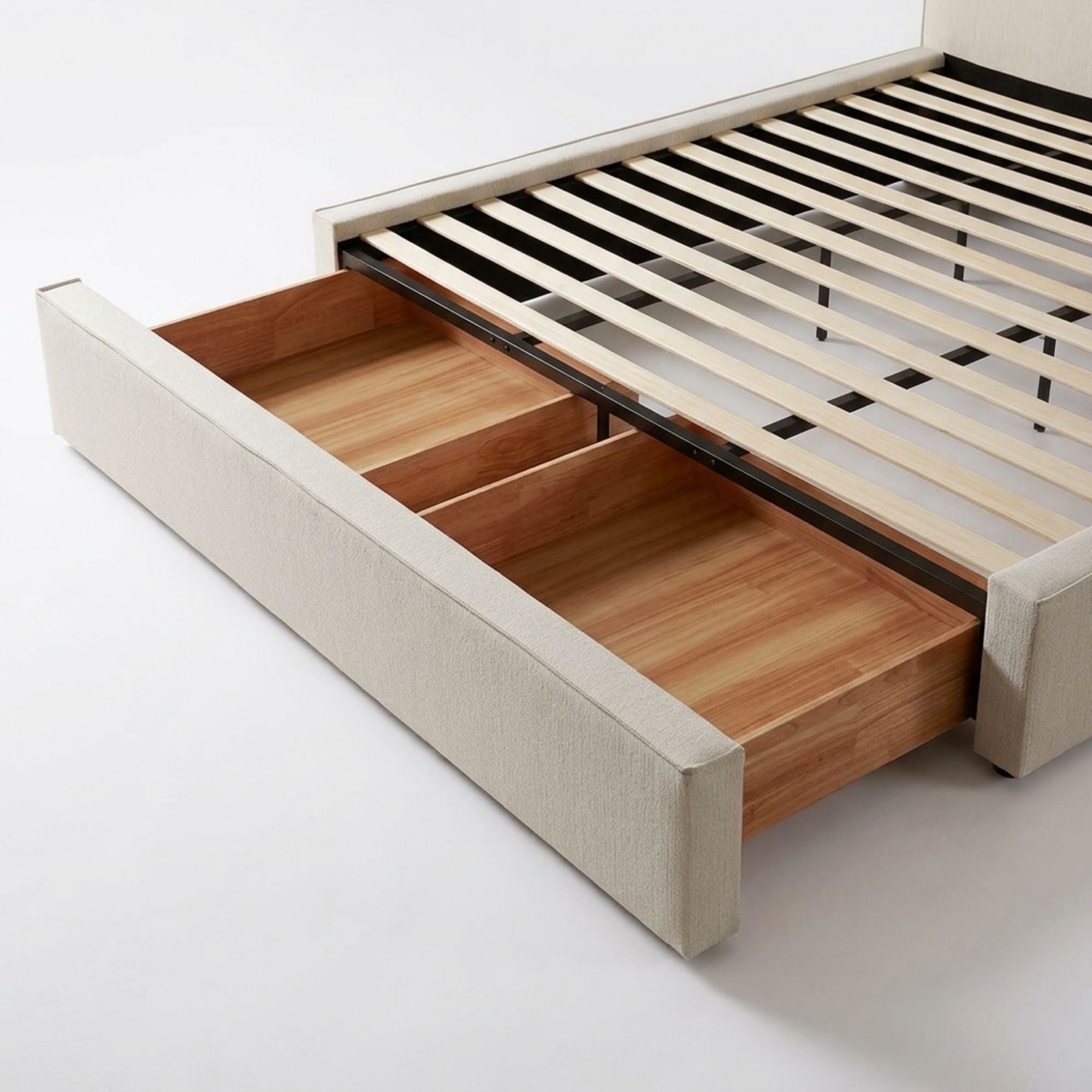 Elara Upholstered Storage Bed Beige