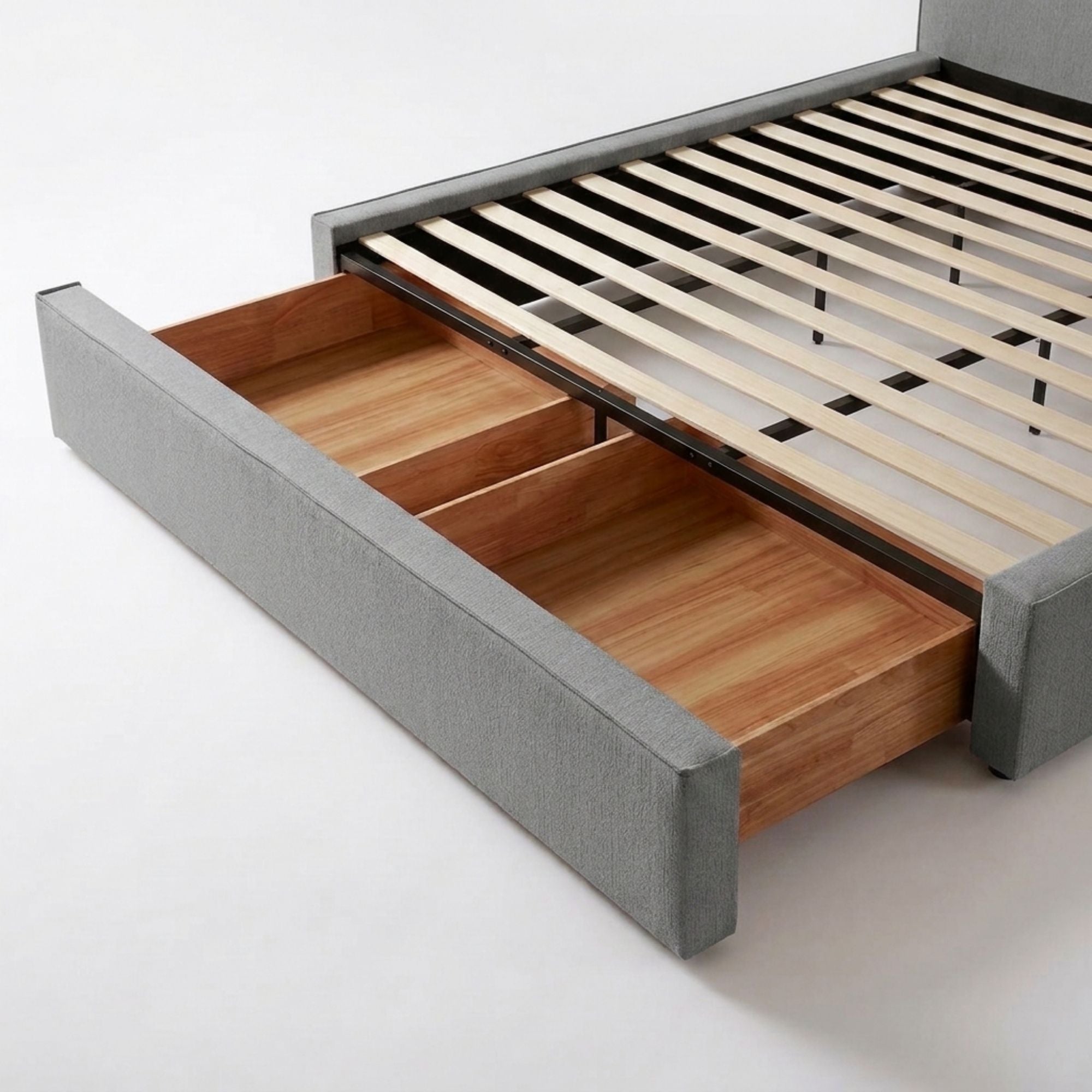 Elara Upholstered Storage Bed Grey