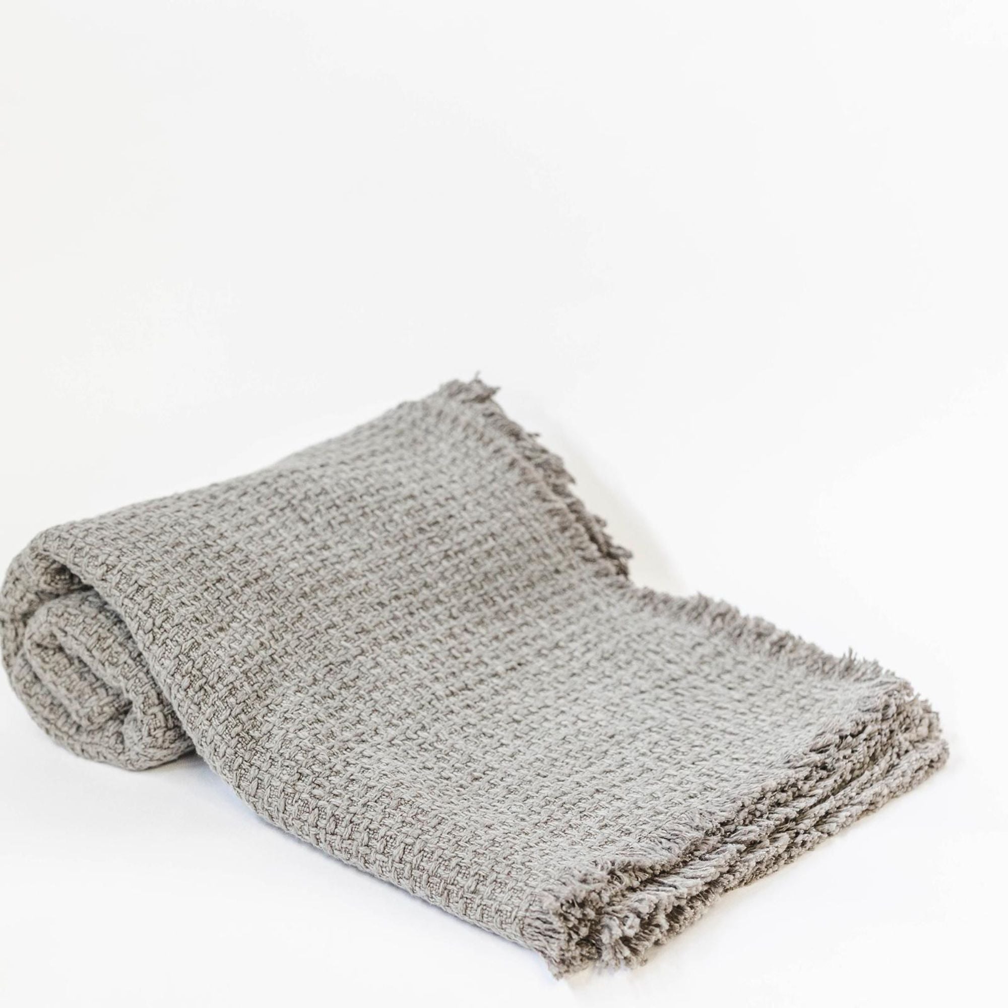 Cotton Throw With Fringe in Grey | CastleUp Experience Centre Online Furniture