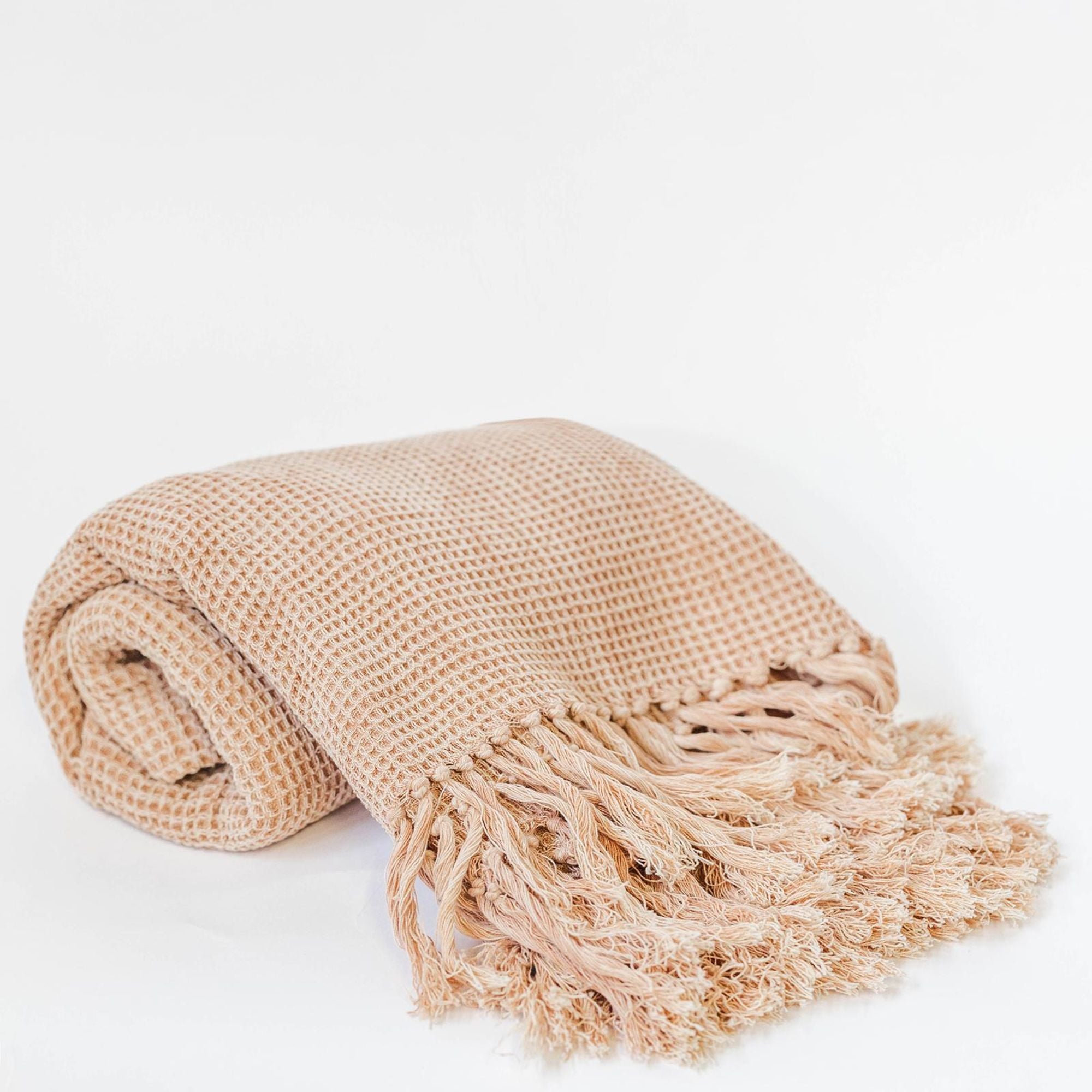 Cotton Waffle Weave Throw in Peach | CastleUp Experience Centre Online Furniture