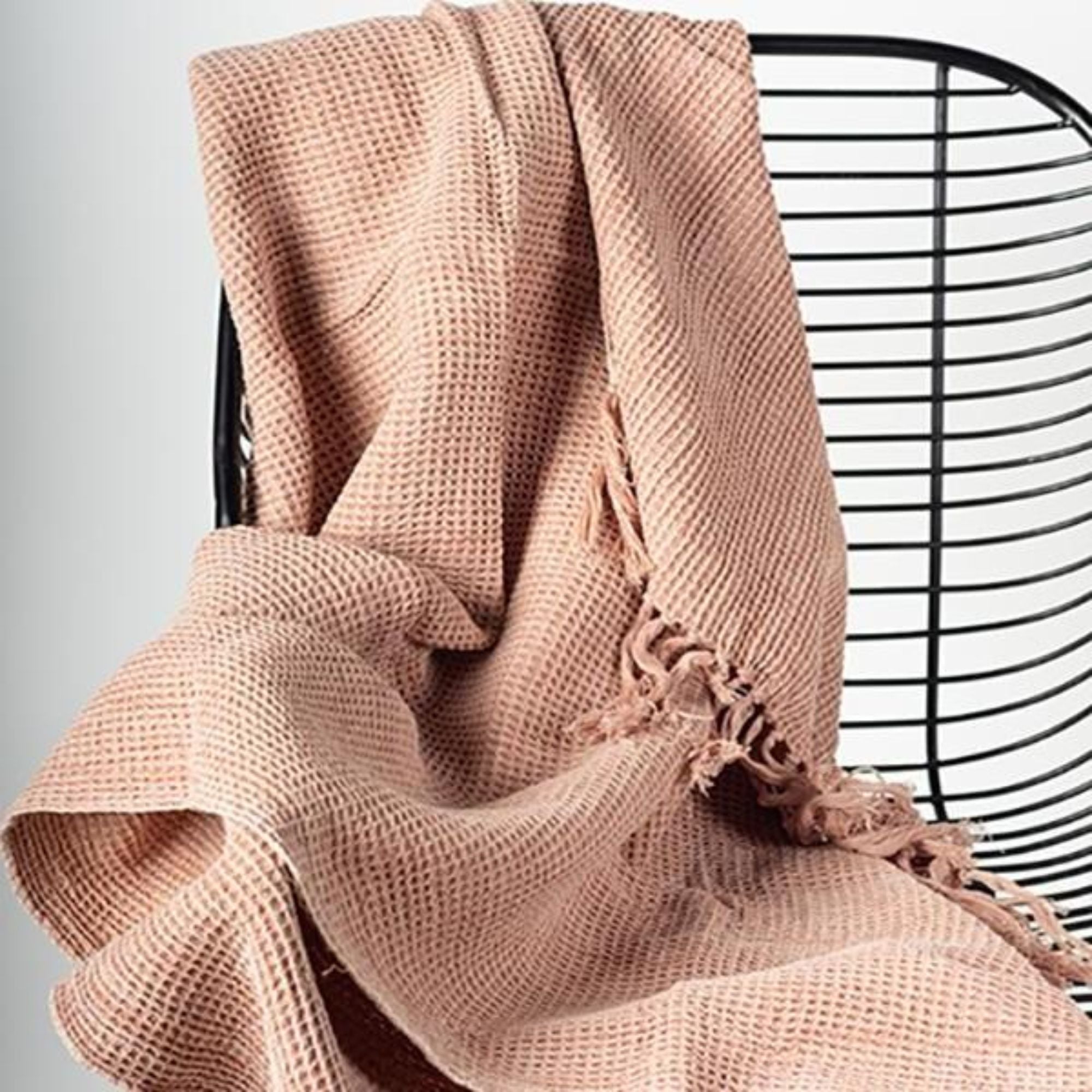 Cotton Waffle Weave Throw in Peach | CastleUp Experience Centre Online Furniture