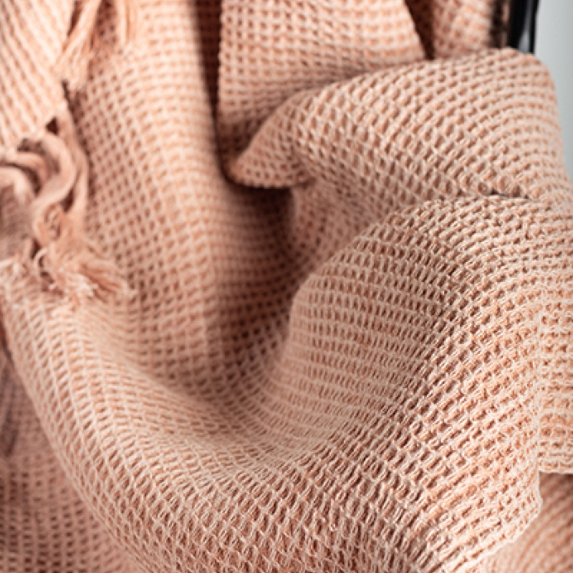 Cotton Waffle Weave Throw in Peach | CastleUp Experience Centre Online Furniture