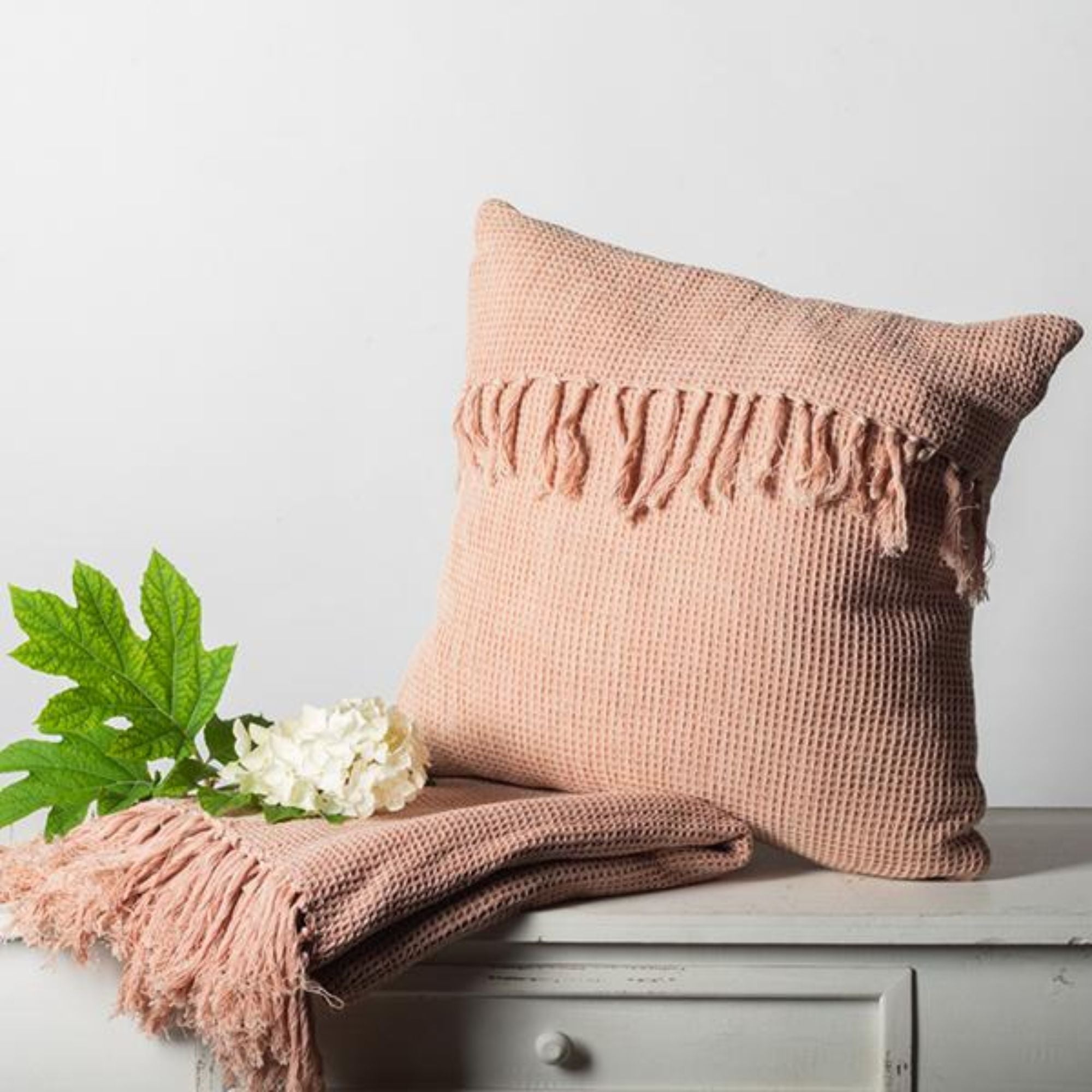 Cotton Waffle Weave Throw in Peach | CastleUp Experience Centre Online Furniture