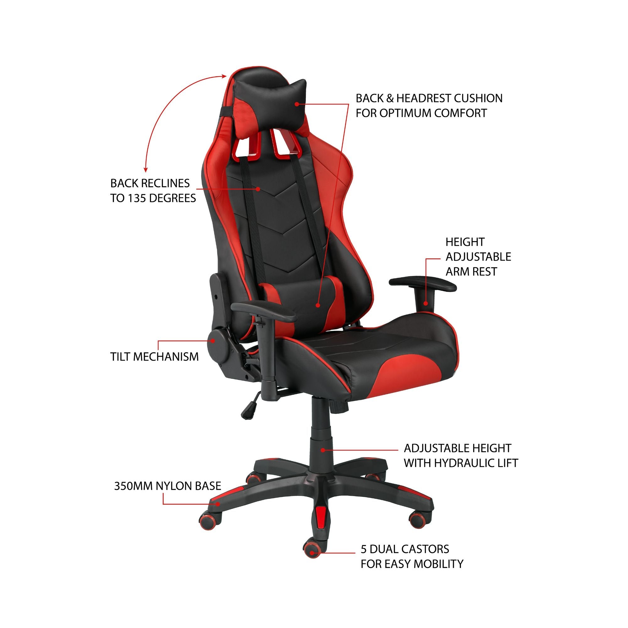 Gaming Chair in Black/ Red 5100.