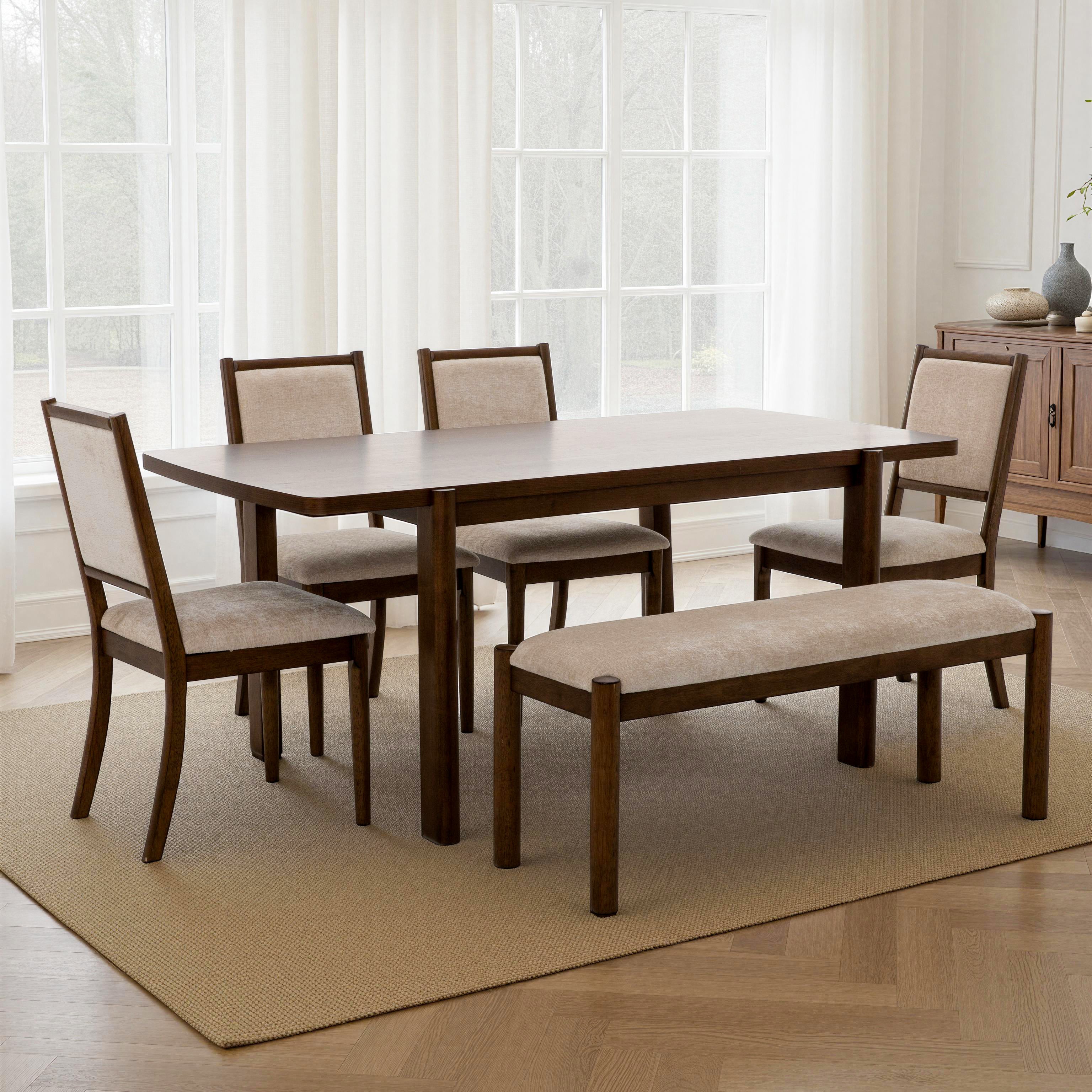 Arden 6-Piece Dining Set with Bench