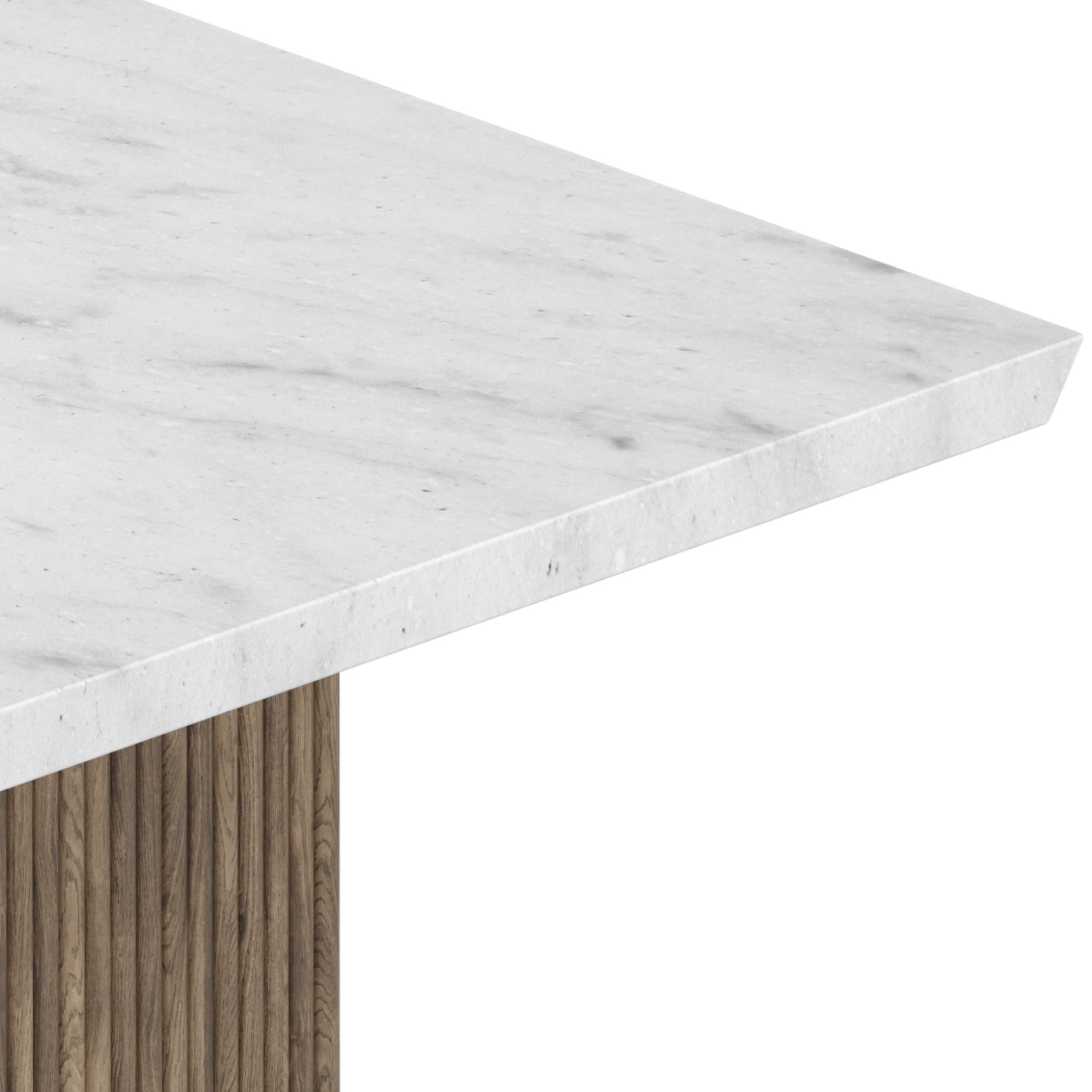 Brassex Messa Rectangle Marble Dining Table in grey wash with sleek modern design and sturdy wooden legs.