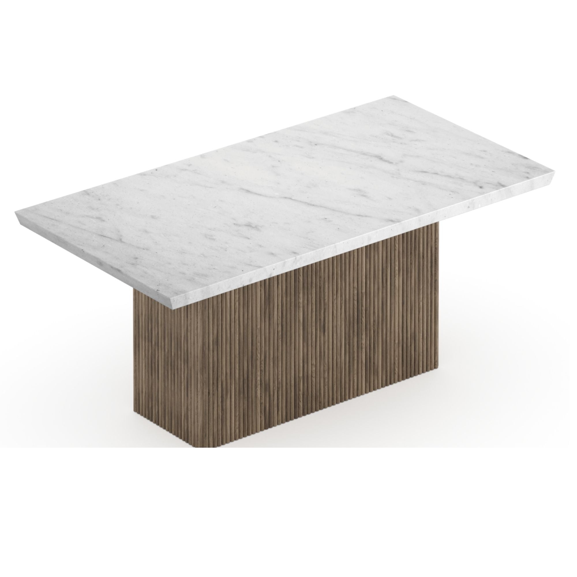 Brassex Messa Rectangle Marble Dining Table in grey wash with sleek design and sturdy wooden legs for modern dining spaces.