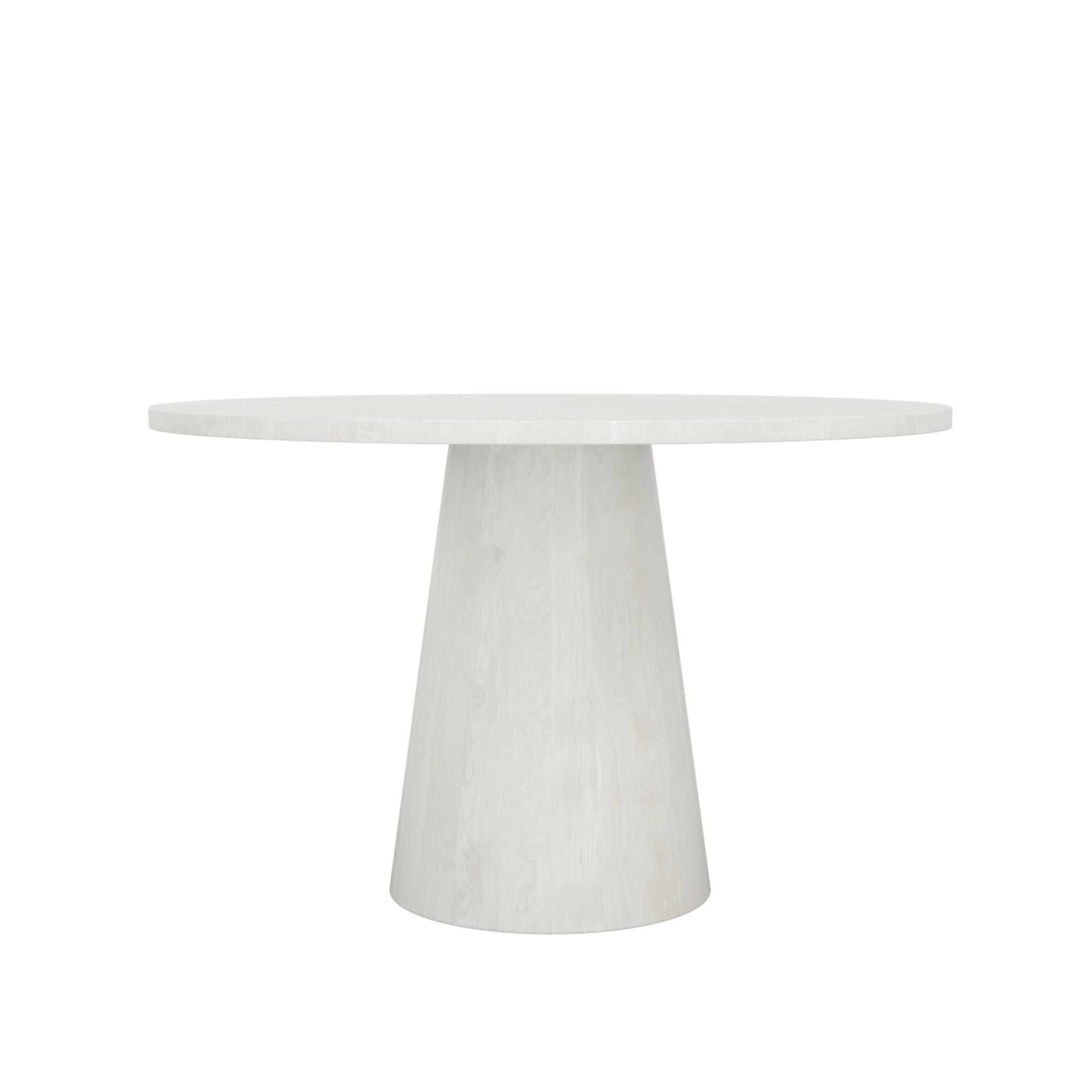 Wynter Wood Round Dining Table in White Vigo | CastleUp Experience Centre Online Furniture