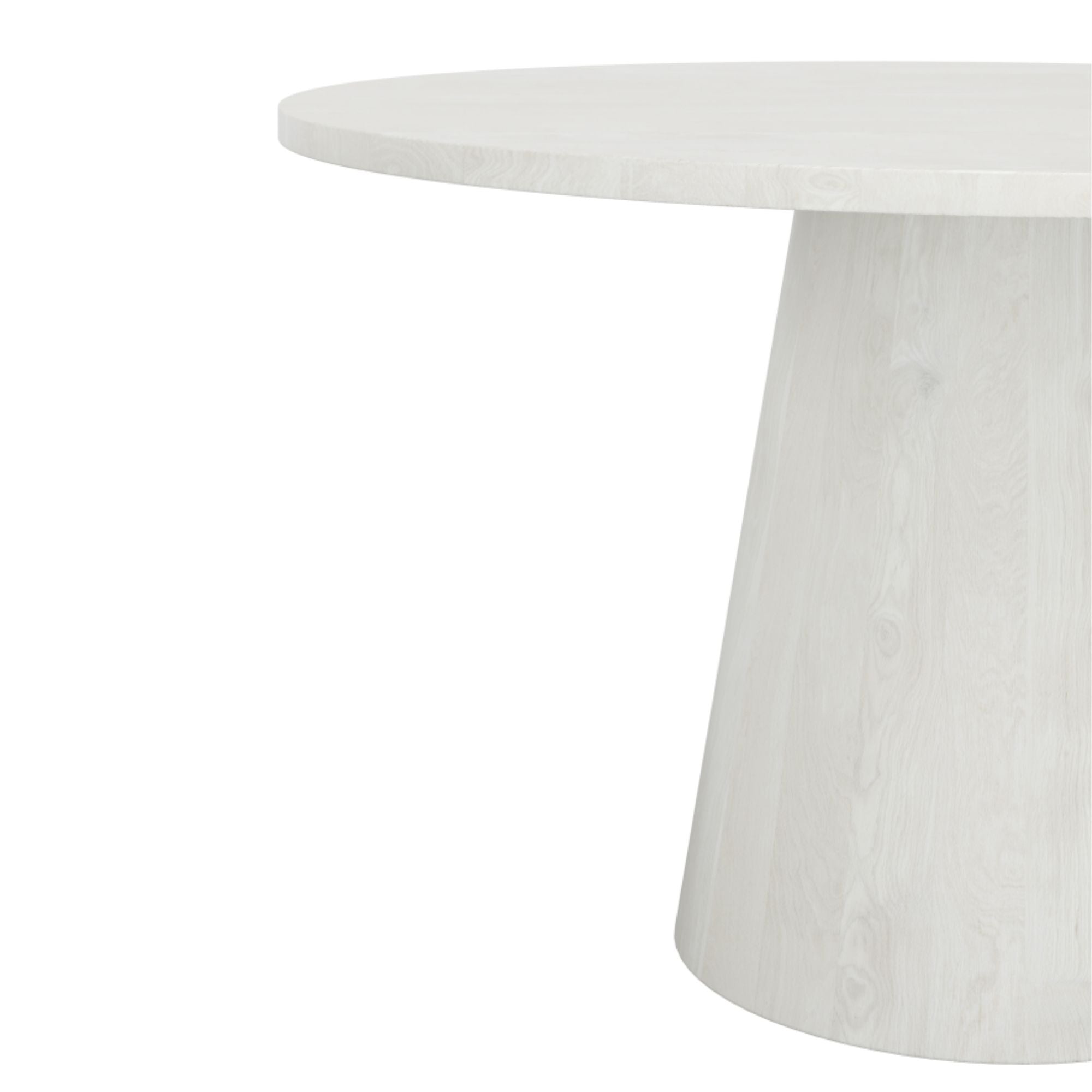Wynter Wood Round Dining Table in White Vigo | CastleUp Experience Centre Online Furniture