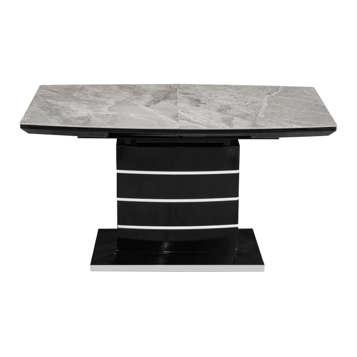 Grey Glissand Sintered Stone extendable dining table by MAZ, showcasing a sleek modern design with a smooth surface.