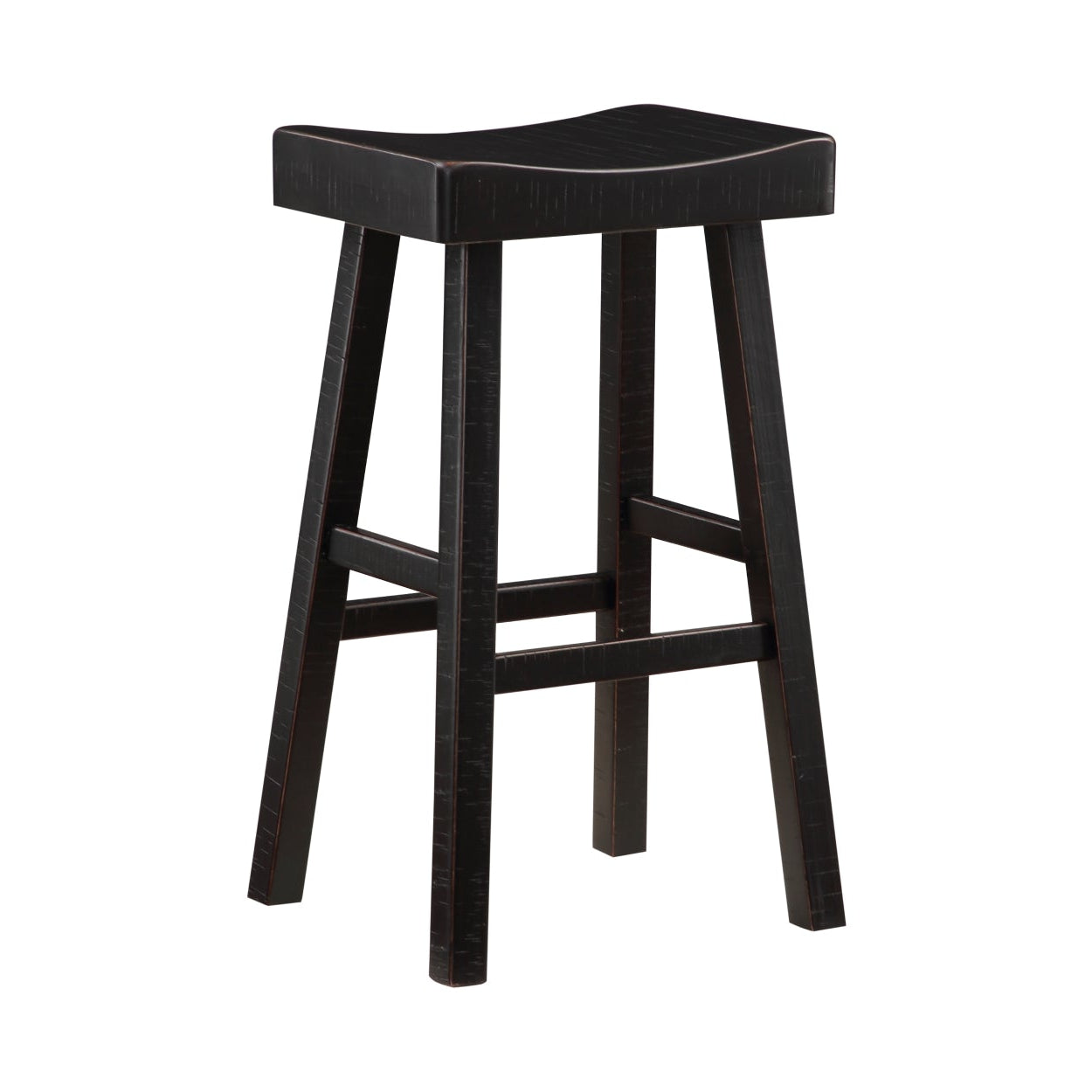 Black MAZ Caspian Collection pub height dining set with matching chairs, featuring a modern design and sturdy table construction.