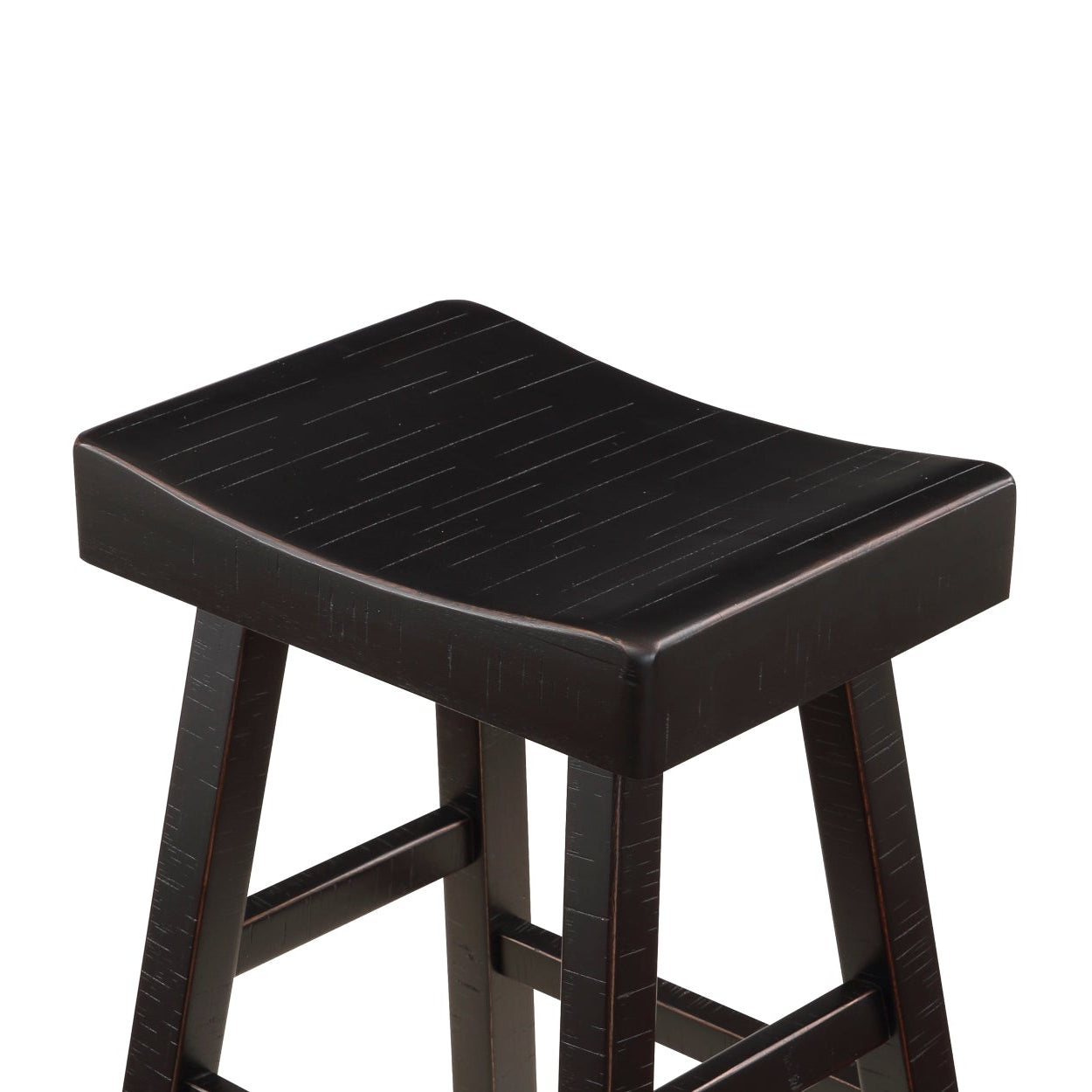 Black MAZ Caspian Collection pub height dining set with matching chairs, shown in a modern, stylish home interior.