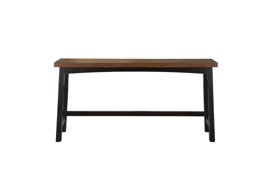 Black and brown MAZ Caspian Collection counter height dining set with four chairs and table, modern design for casual dining spaces.