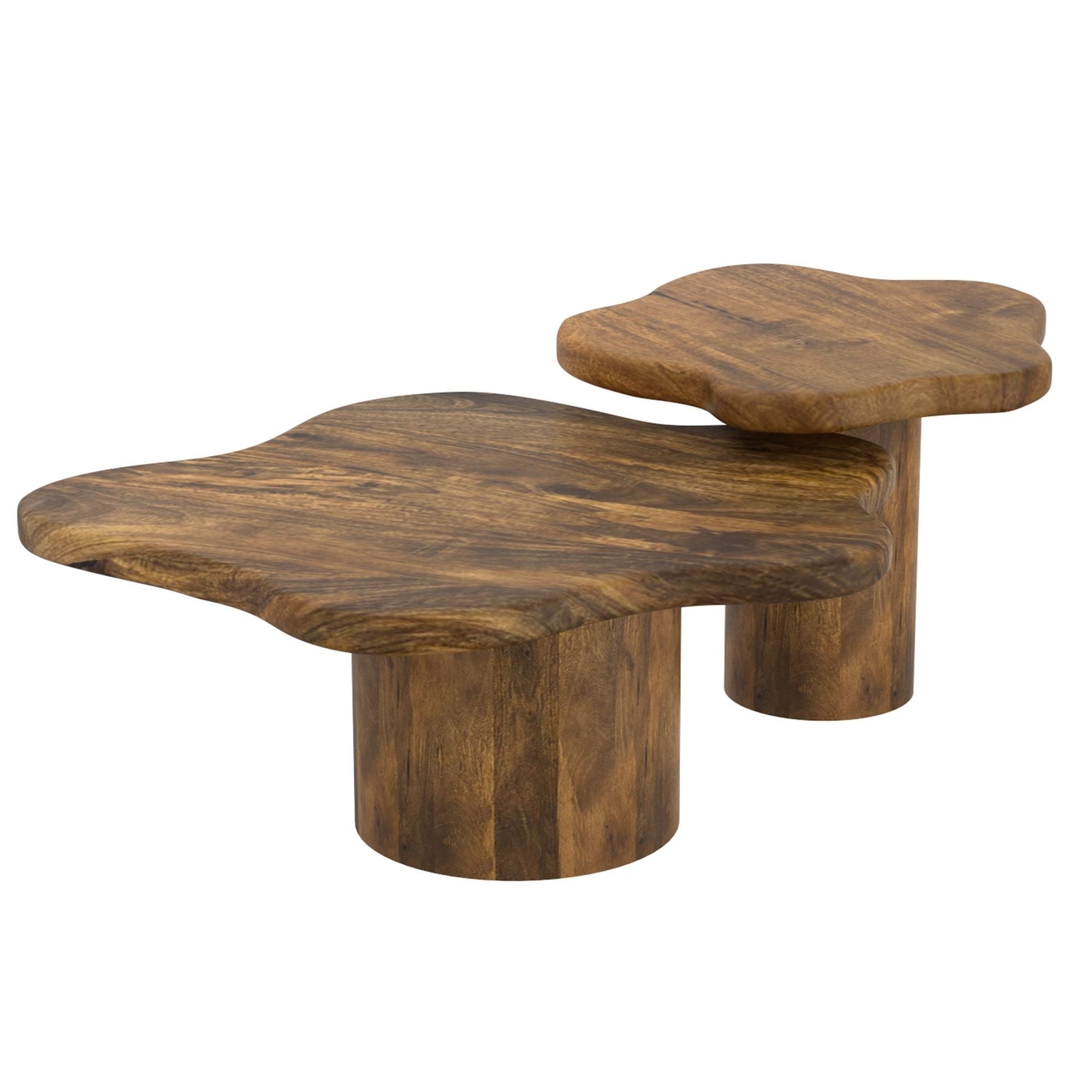 Ensemble de 2 tables basses rondes Adira en or antique et noir