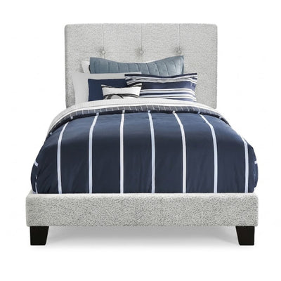 Light Grey Bouclé Tufted Twin Bed Frame