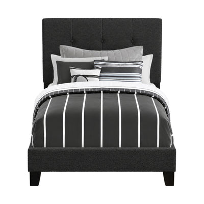 Black Bouclé Tufted Twin Bed Frame