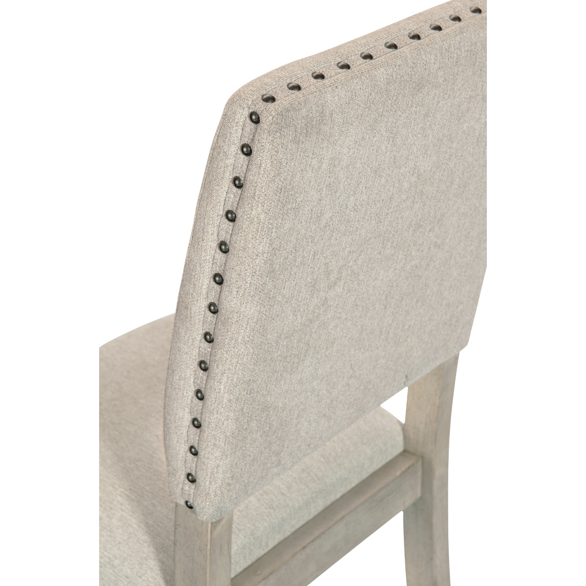 MAZ Fallon Collection dining table set with nailhead detailing, includes table and matching chairs in a modern dining room setup.