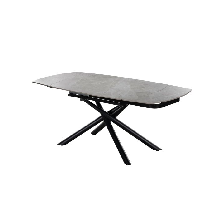Maz Crescent Sintered Stone extending dining table shown with swivel extension, angled view, no background, showcasing modern design.