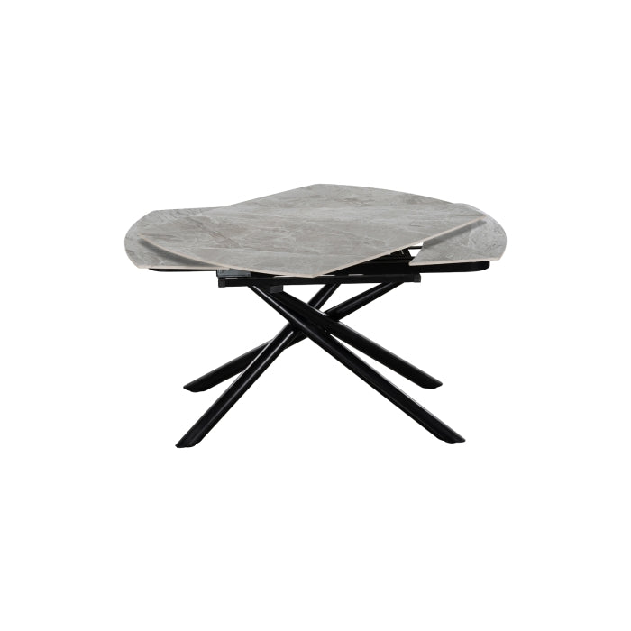 MAZ Crescent Sintered Stone Extending Dining Table with swivel extension, showcasing sleek modern design and smooth surface.