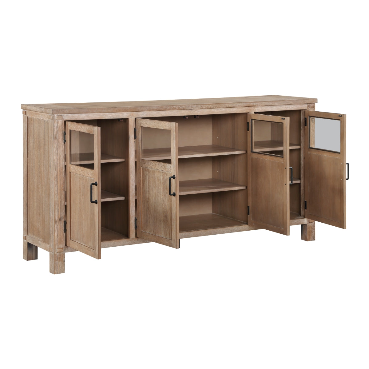 MAZ Aberdeen Collection dining room server with wood finish, featuring multiple drawers and storage compartments.