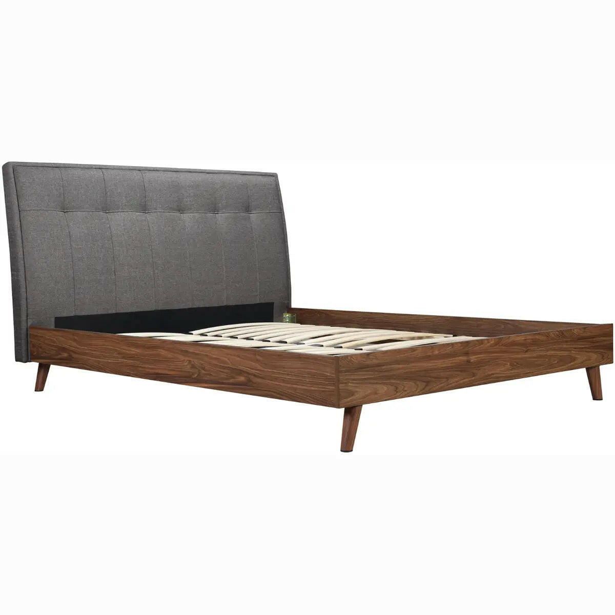 Gray Fletcher Todros Platform Bed by MAZ with clean lines and modern design, shown in queen size.
