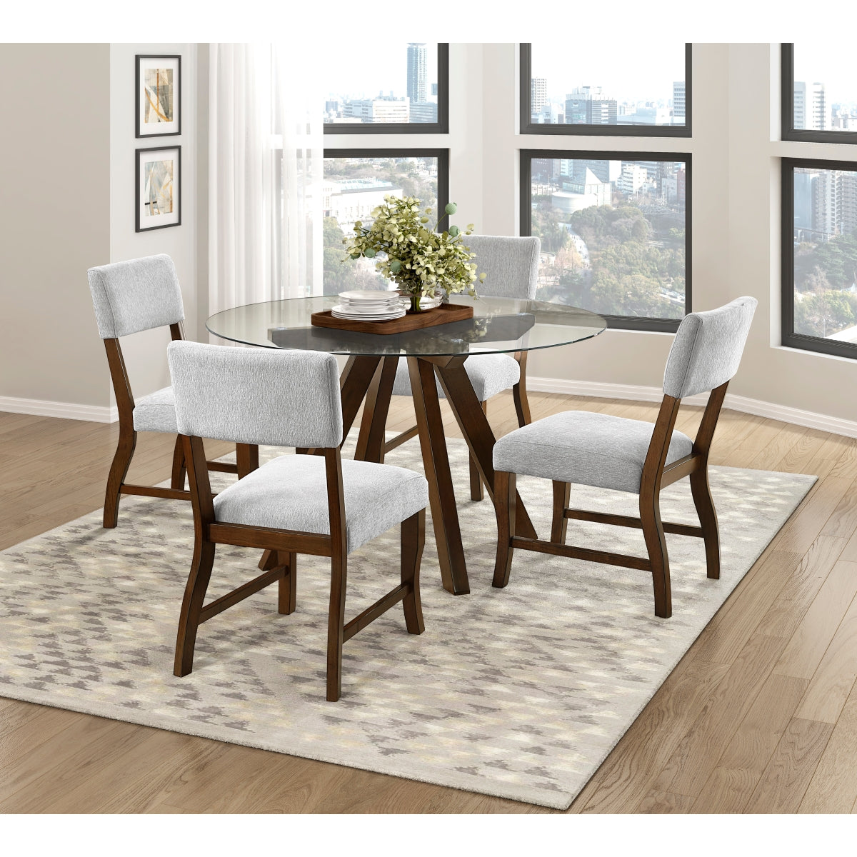 Set of two MAZ Aiden Collection gray dining chairs with sleek modern design and comfortable upholstered seats.
