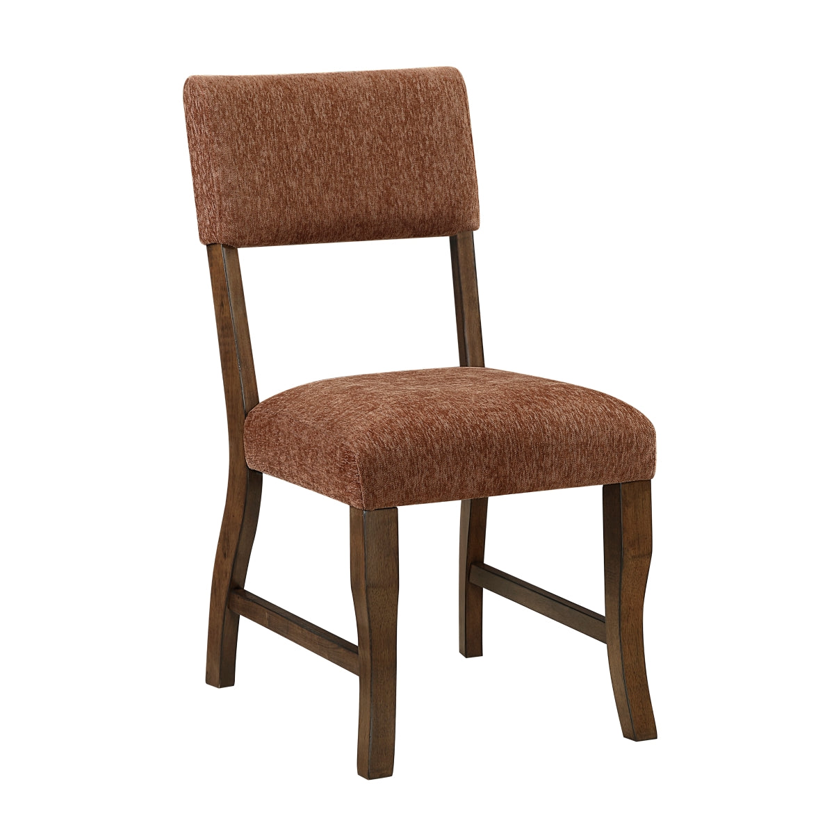 Pair of MAZ Aiden Collection dining chairs in rust color, shown from the side with no background, set of two.