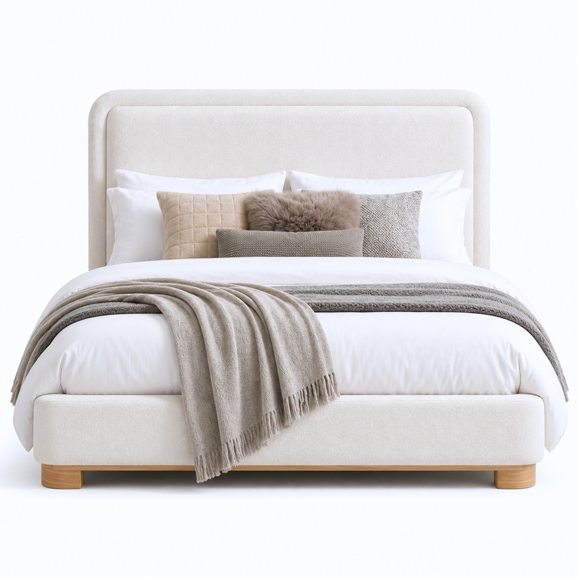 Serene Ivory Upholstered Platform Bed