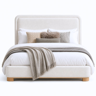 Serene Ivory Upholstered Platform Bed