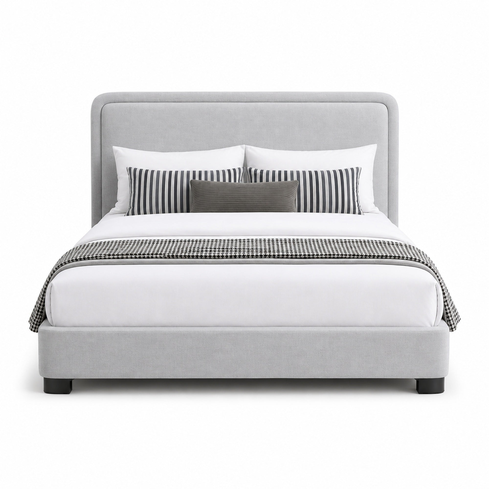 Serene Grey Upholstered Platform Bed