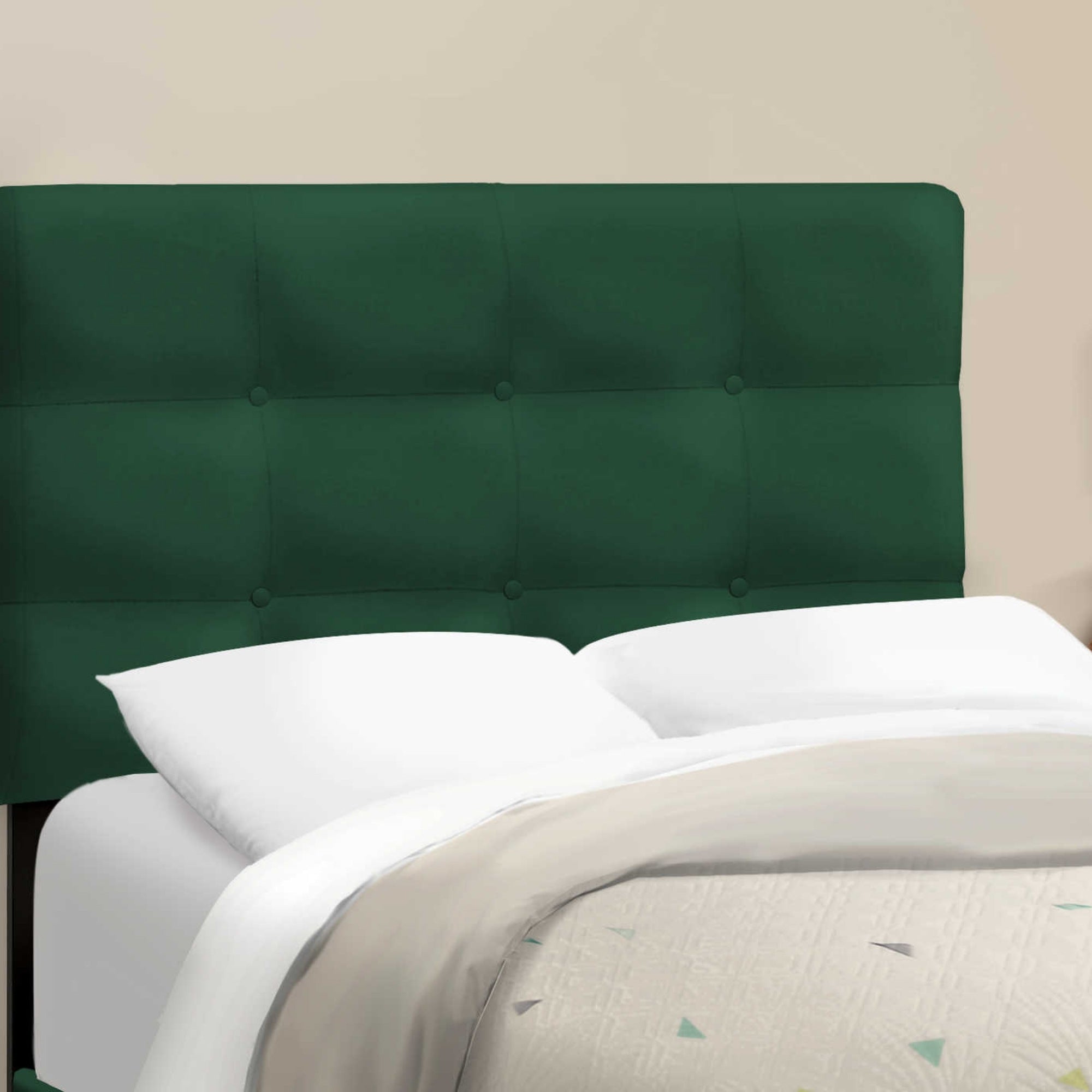 Blush Velvet Twin Platform Bed in Green