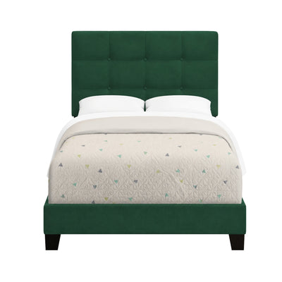 Blush Velvet Twin Platform Bed in Green