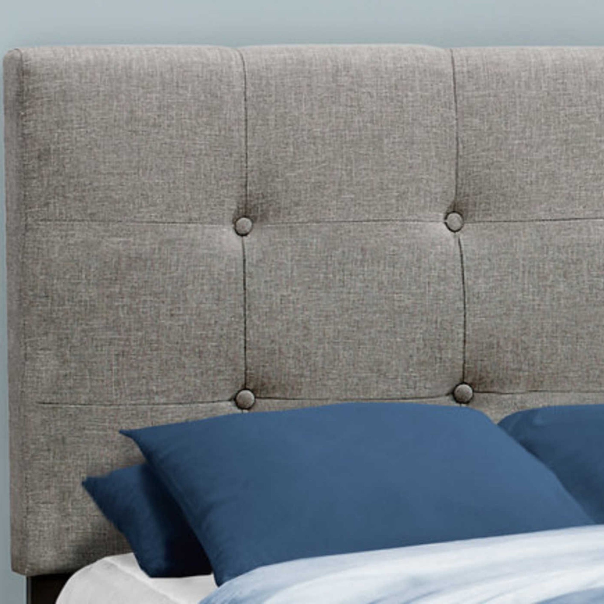 Linen Tufted Twin Bed in Grey