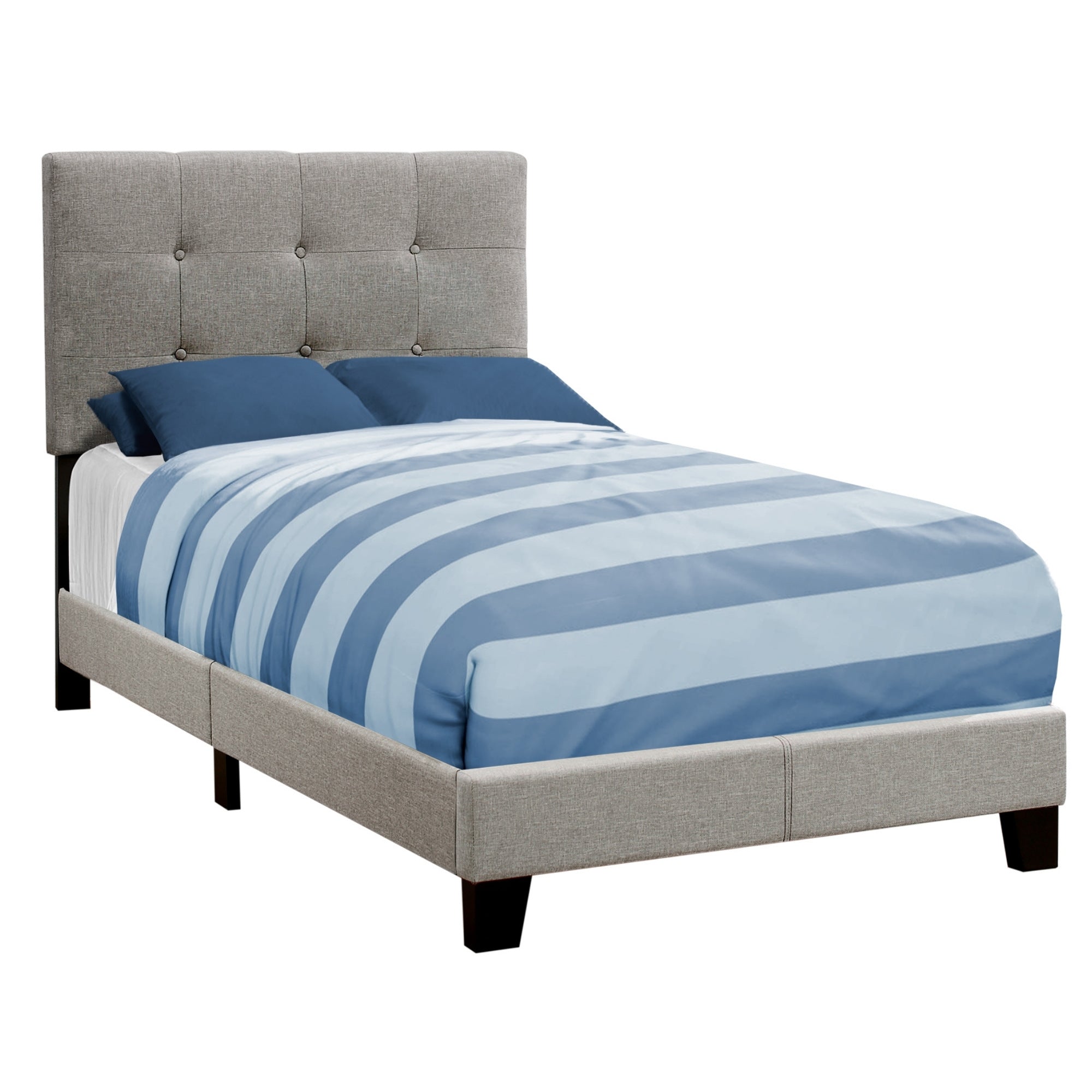 Linen Tufted Twin Bed in Grey