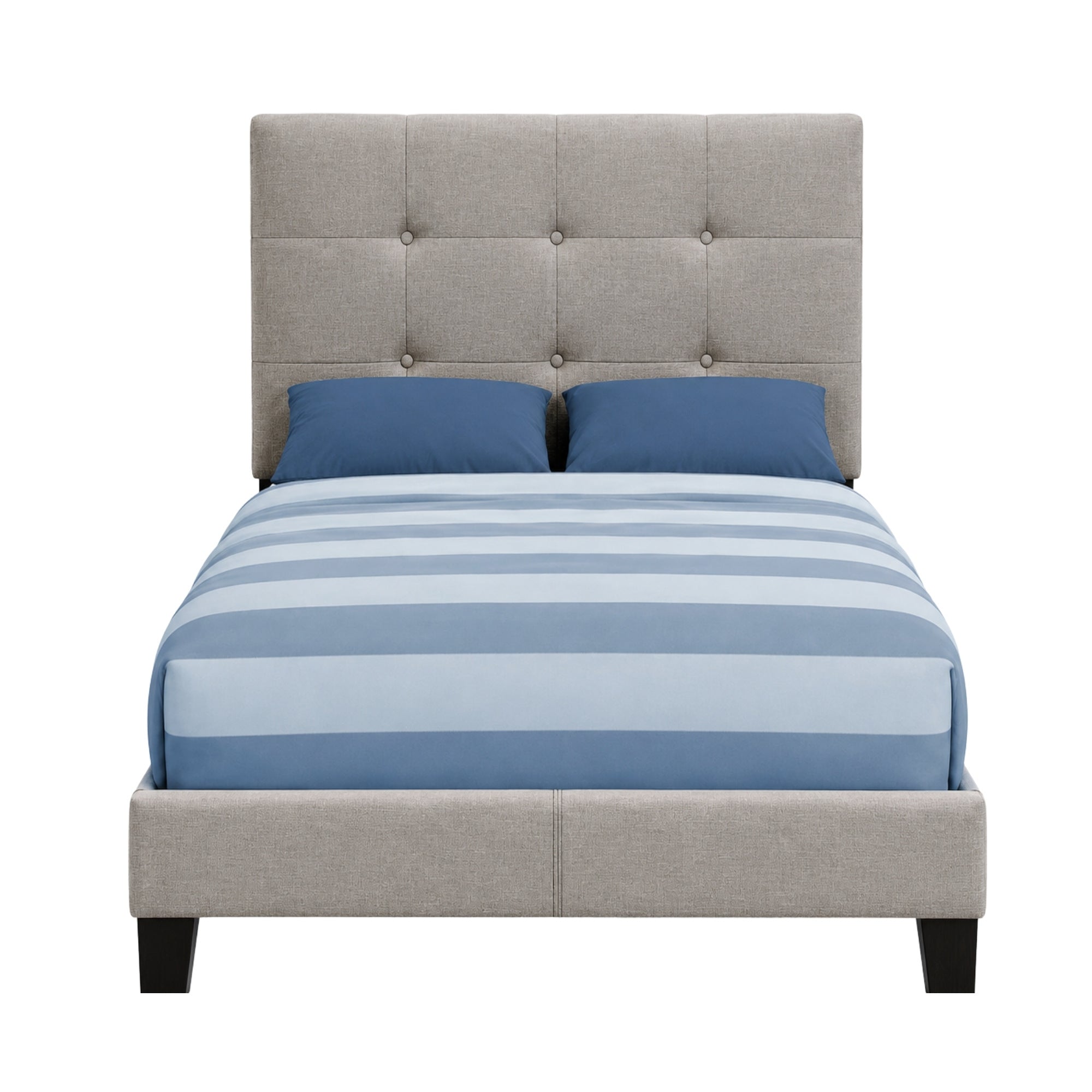 Linen Tufted Twin Bed in Grey