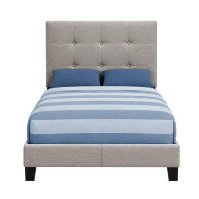 Linen Tufted Twin Bed in Grey
