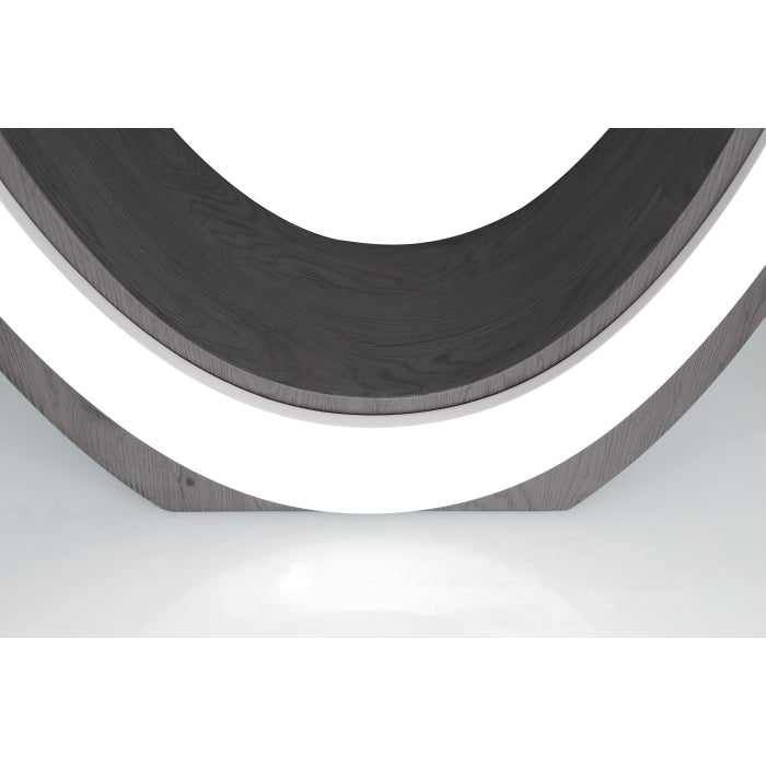 MAZ London 2-piece coffee and end table set with white glass tops, modern design, and sleek metal legs.